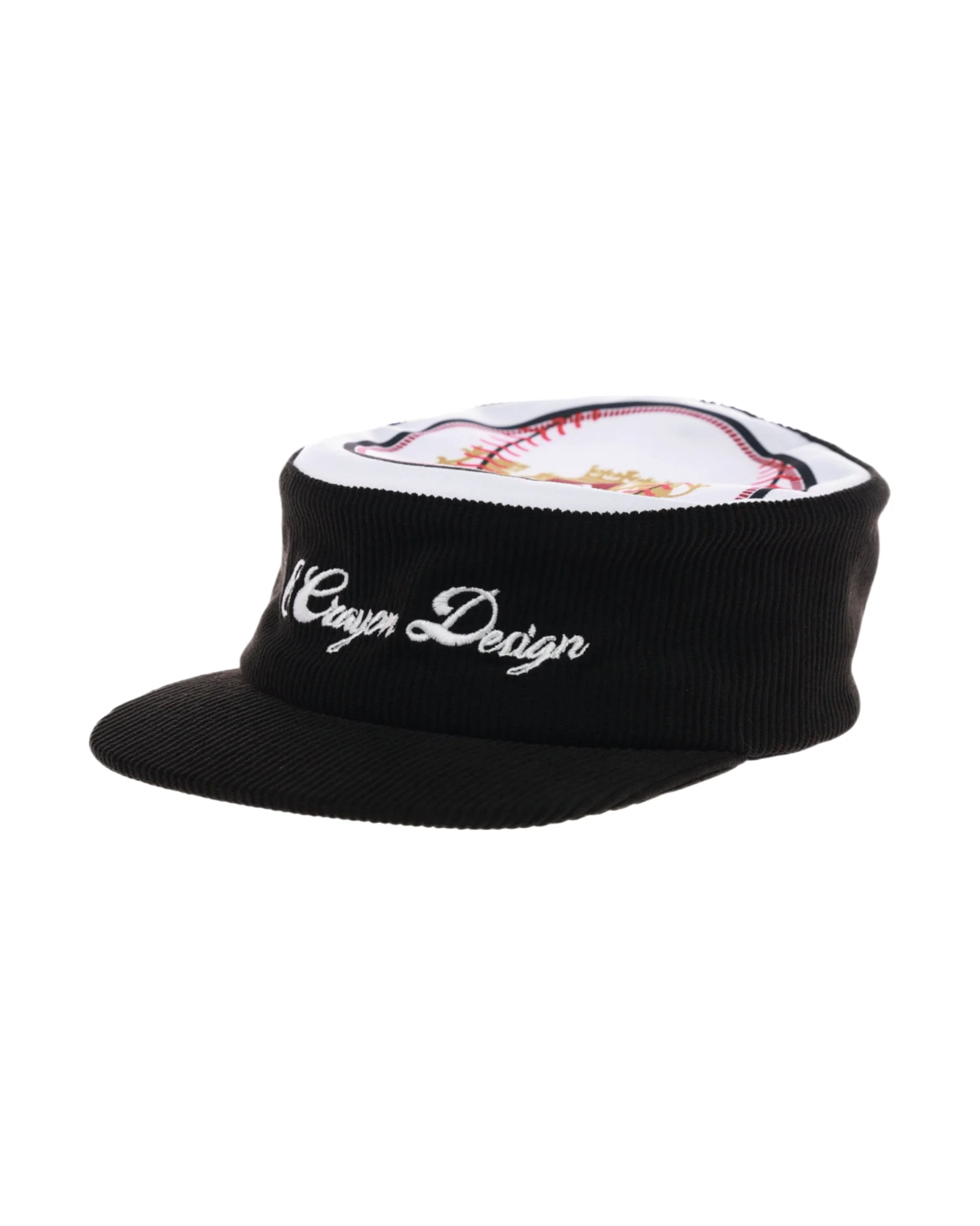 6CRAYON Flat Top Embroidered Corduroy Patchwork Baseball Cap