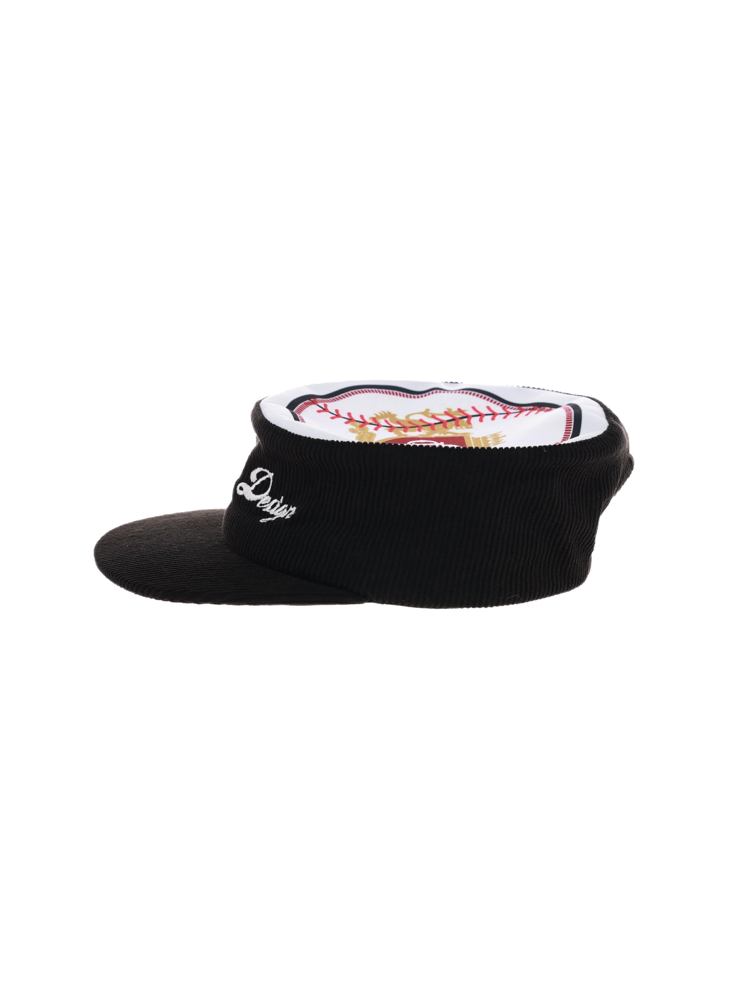 6CRAYON Flat Top Embroidered Corduroy Patchwork Baseball Cap - Image 10