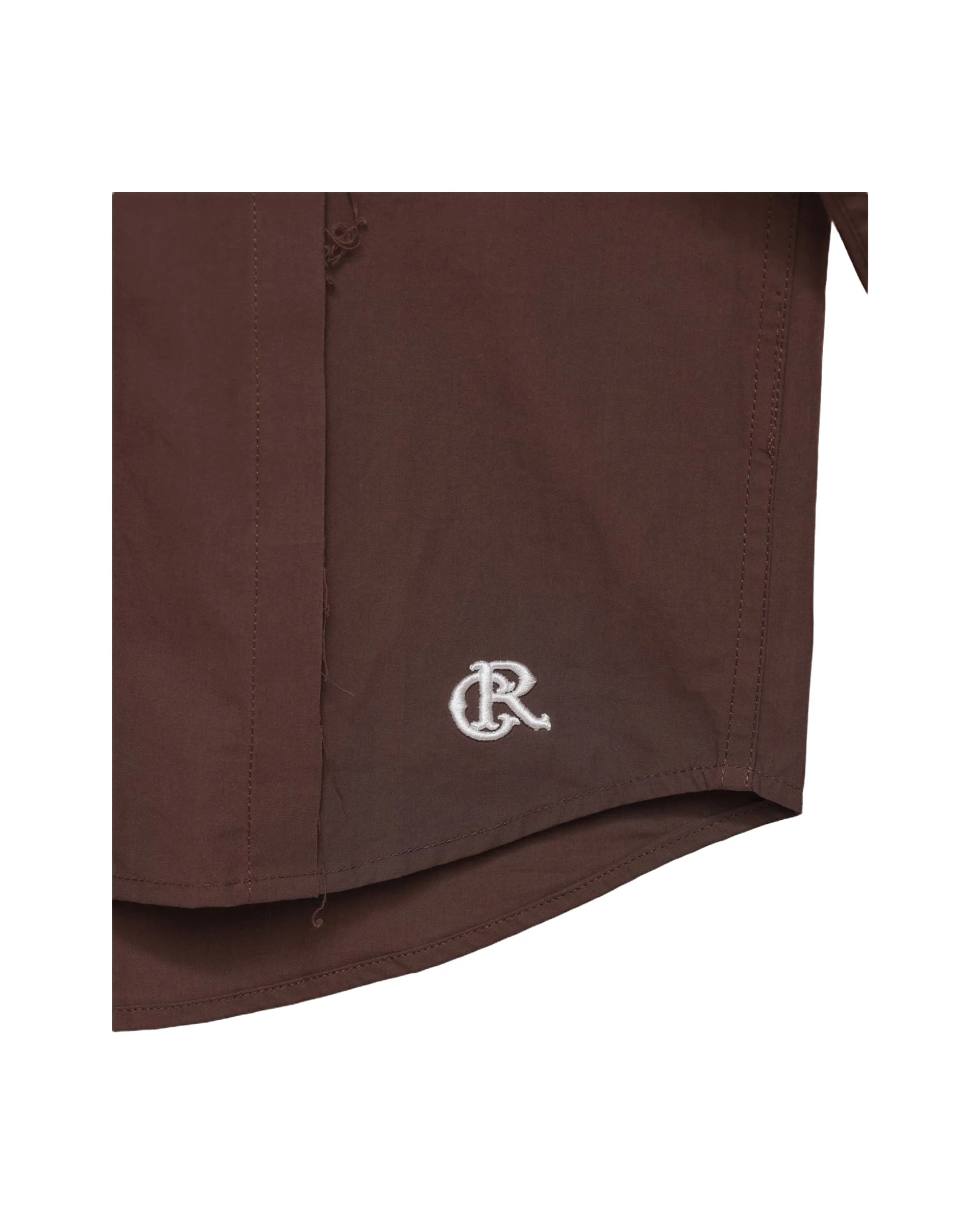 6CRAYON Patchwork Basic Brown Cotton Poplin Embroidered Shirt - Image 4