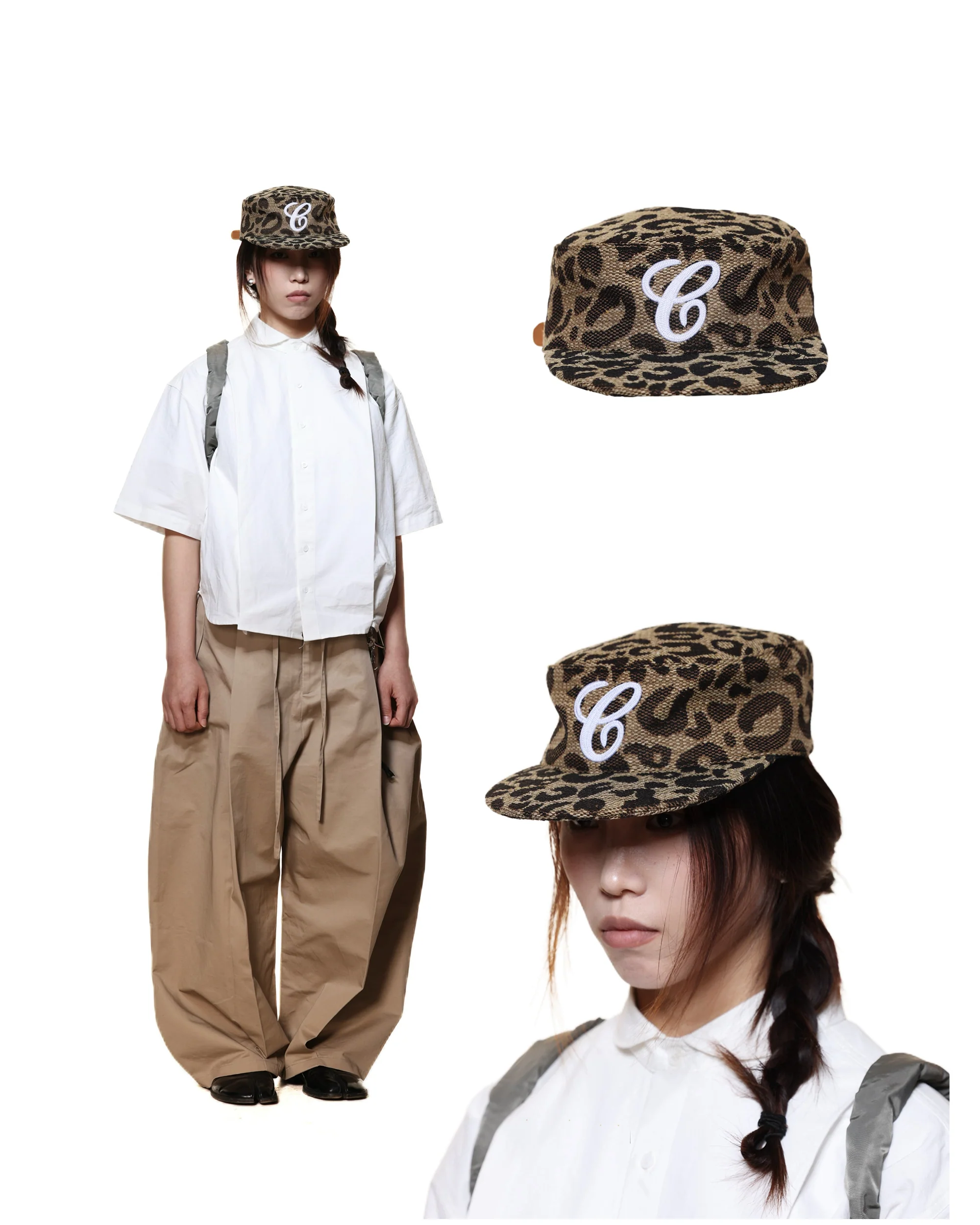 6CRAYON WEAVE LEOPARD PRINT BRIMMED BASEBALL CAP - Image 8