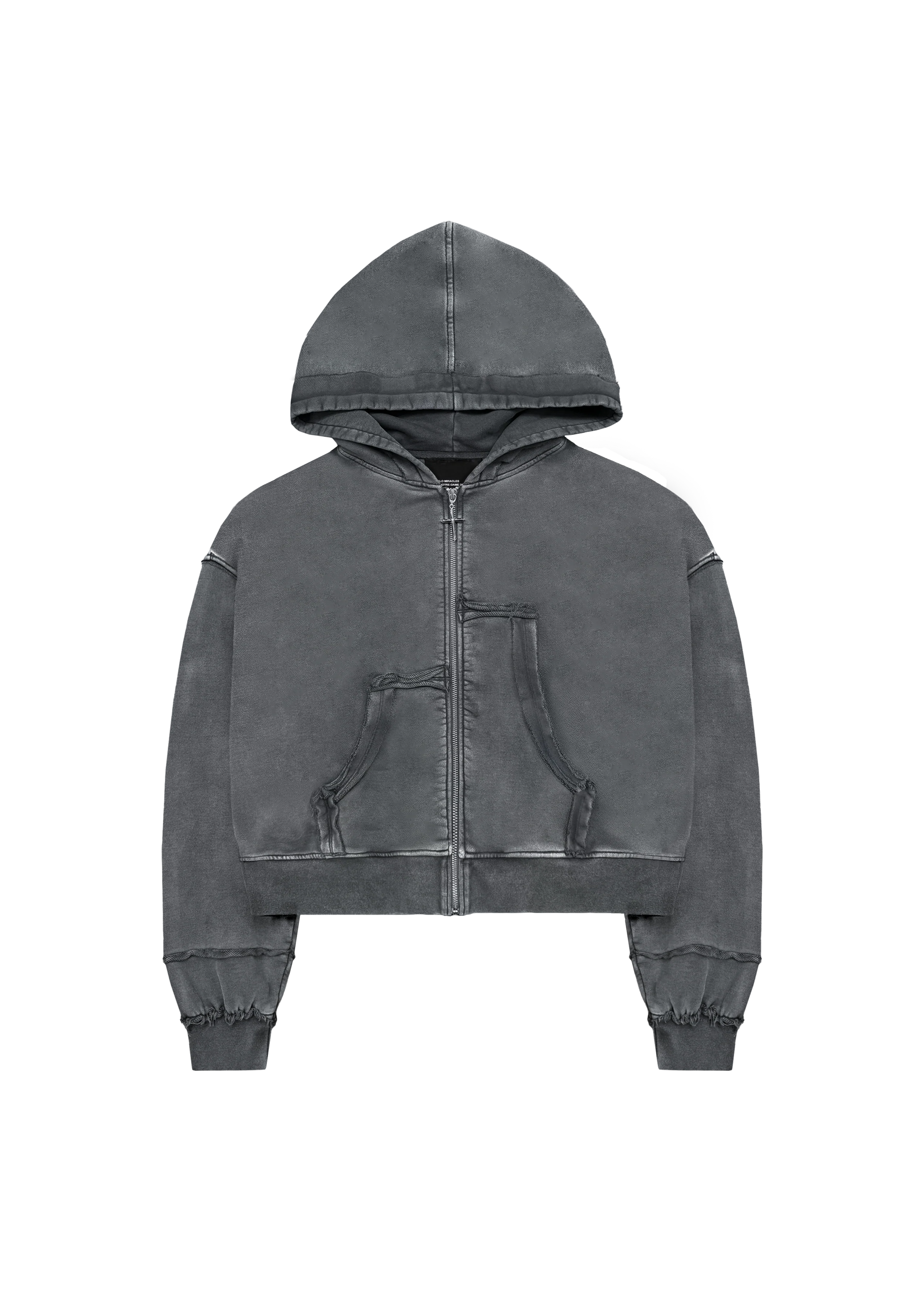 ASYMMETRIC ZIP-HOODIE in WASHED GREY - Image 3