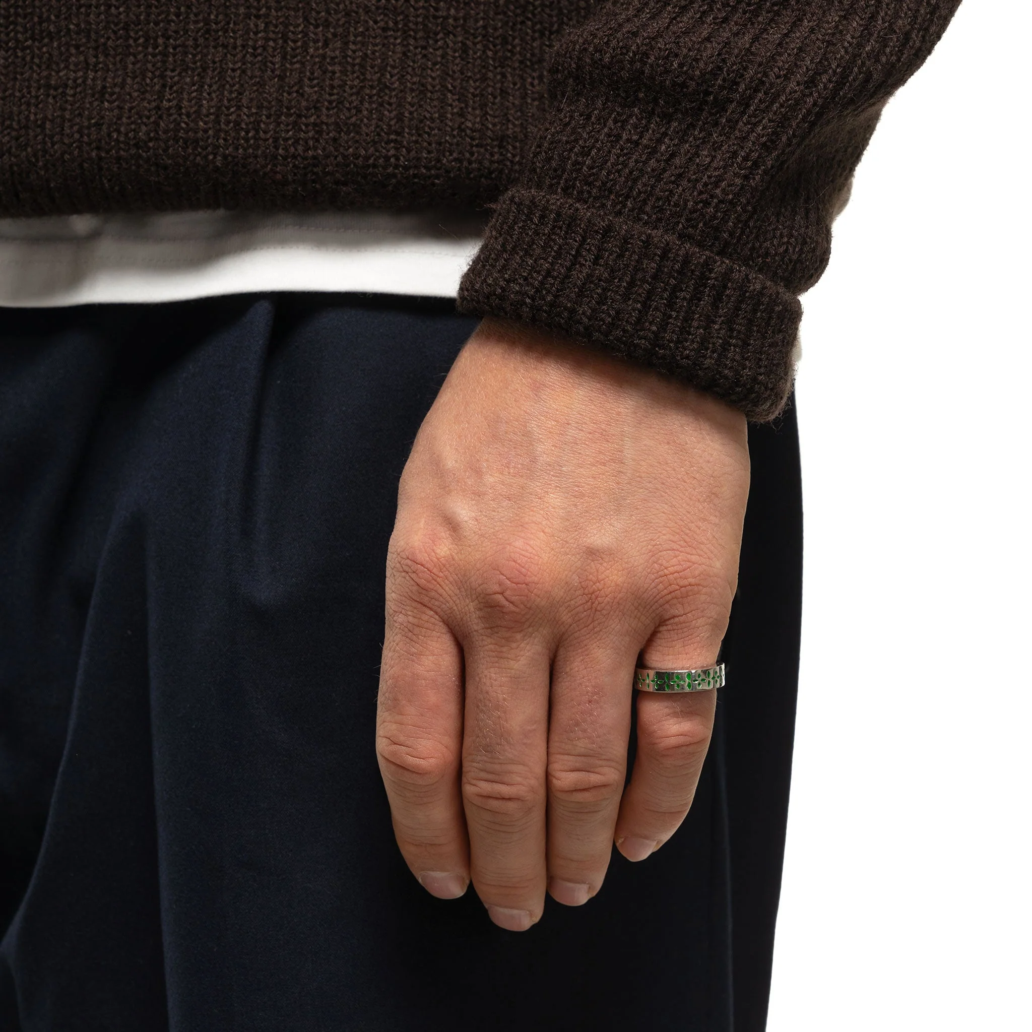 Bandana Ring (Silver 925/Green Enamel) - Image 7