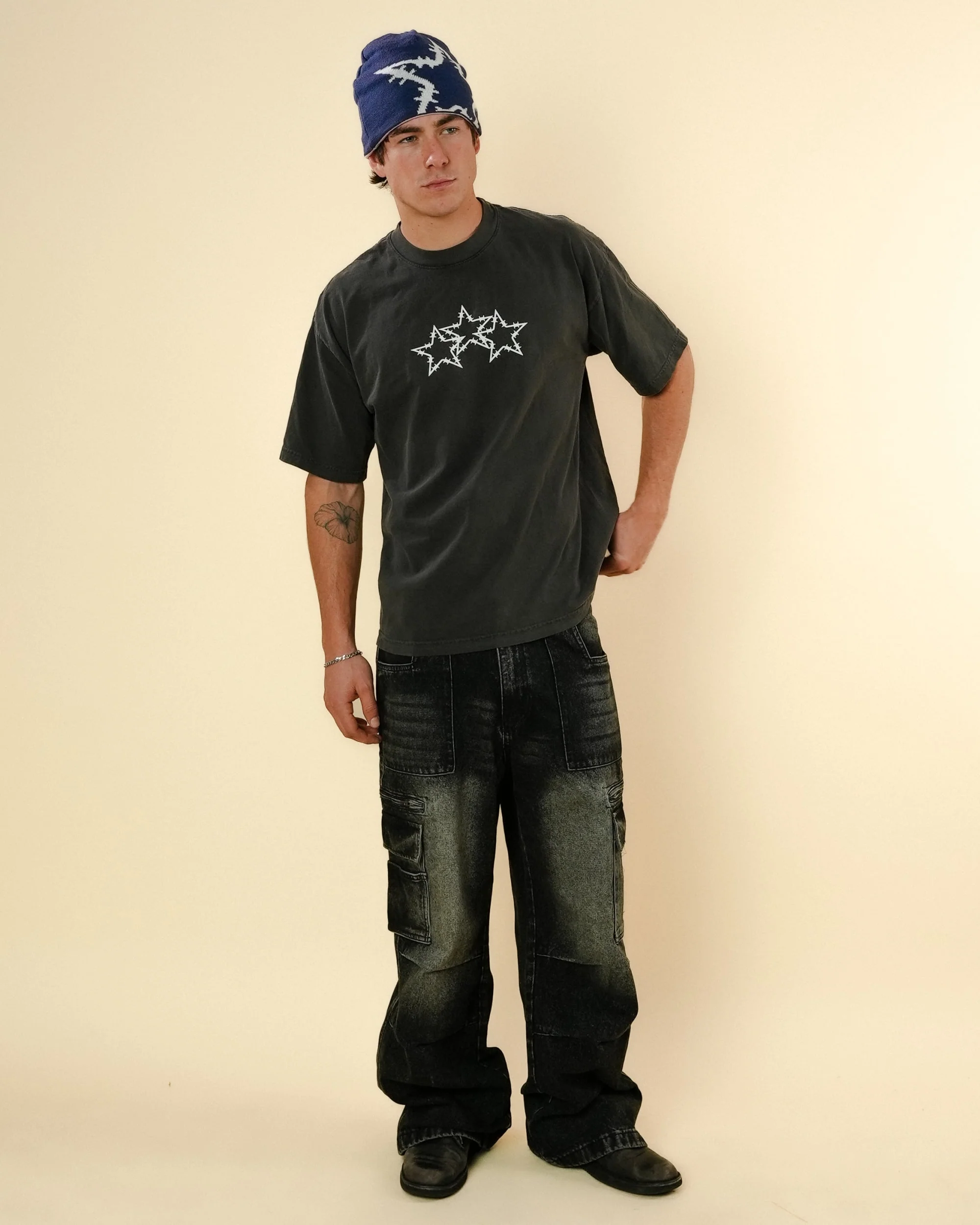 BELTED CARGO POCKET DENIM - BLACK WASH - Image 5