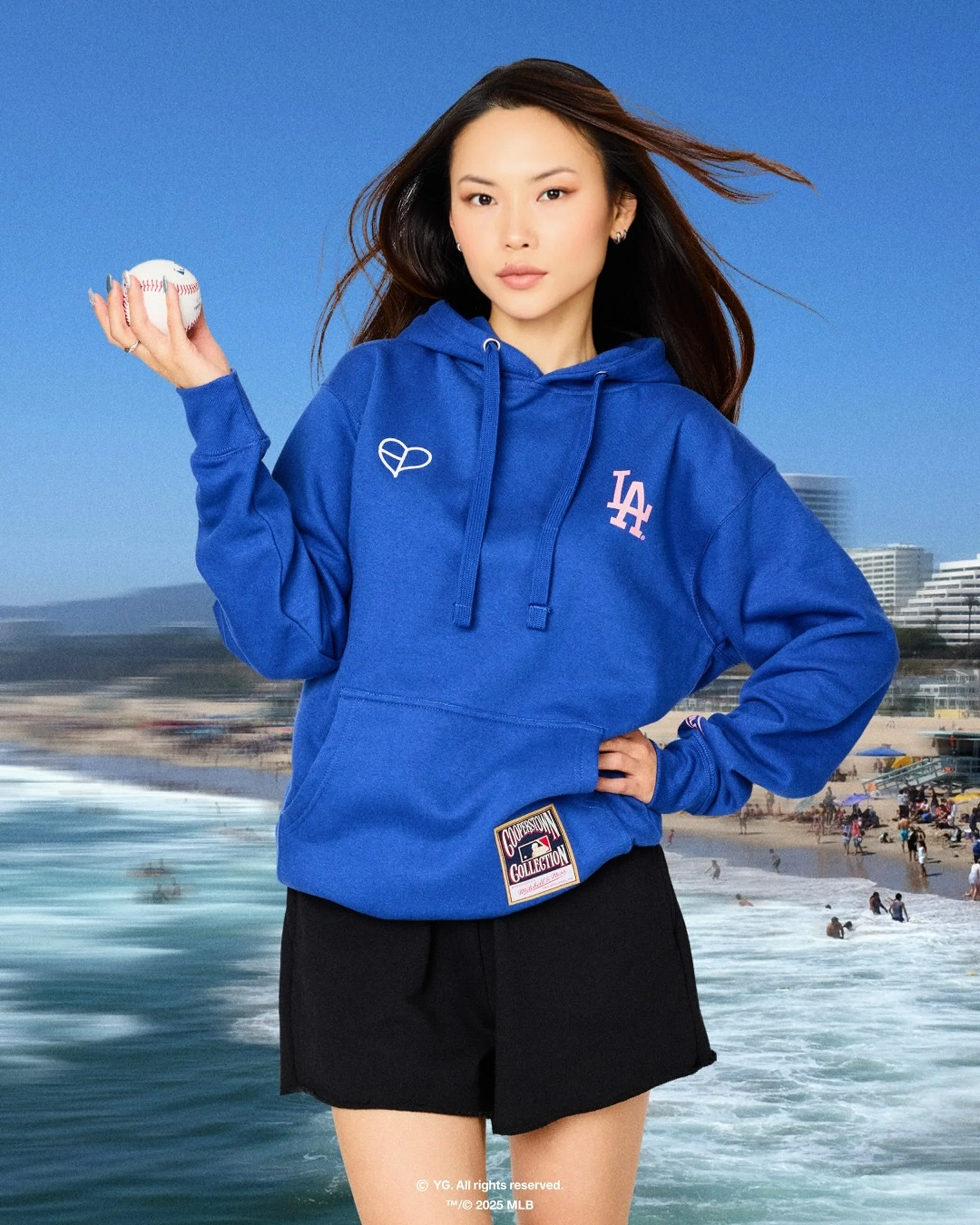 M&N X BLACKPINK DODGERS HOODIE - BLUE - Image 3