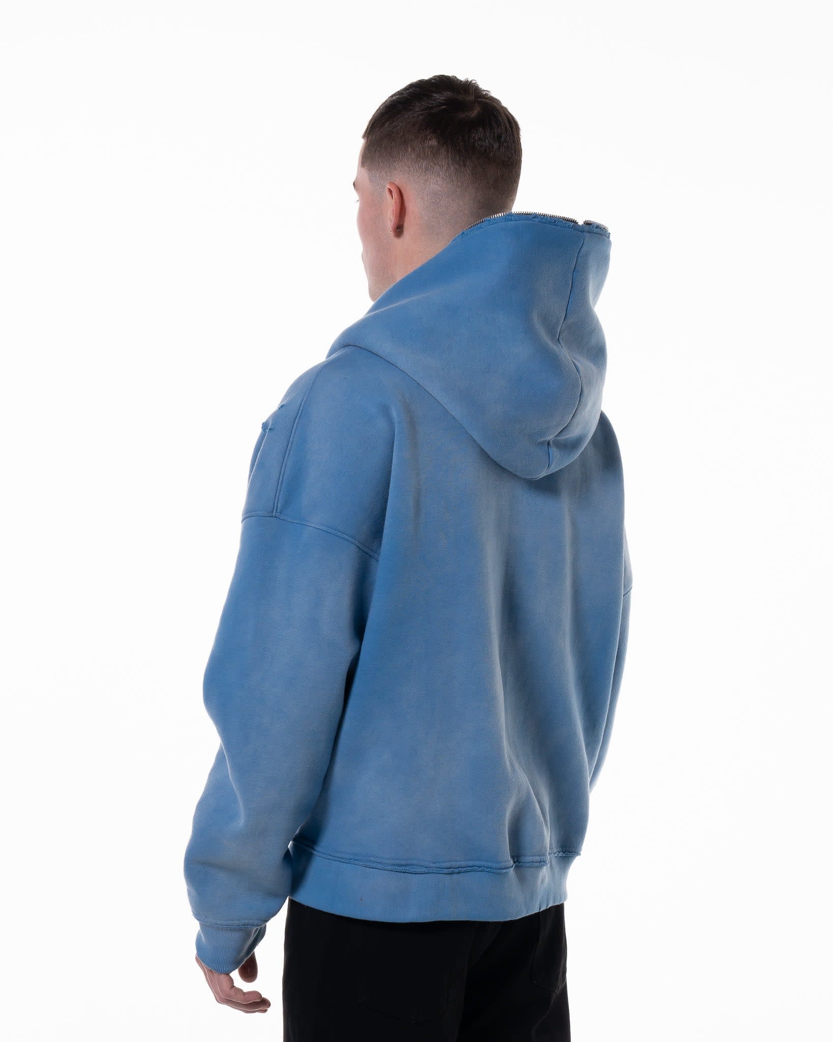 BLUE "LODJA" DISTRESSED HOODIE - Image 3