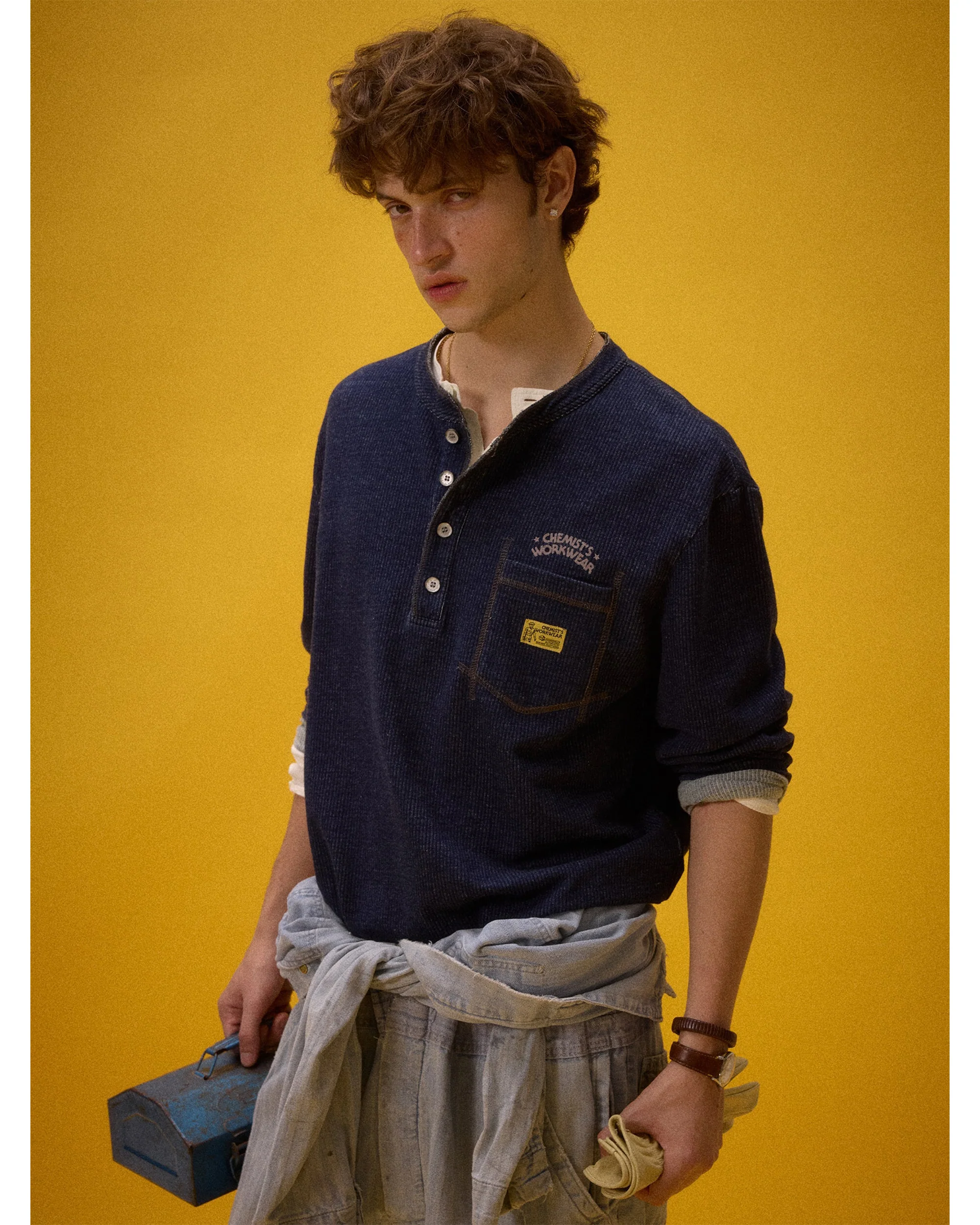 "Chemist‘s Workwear" Henley Long-Sleeve T-Shirt - Image 5