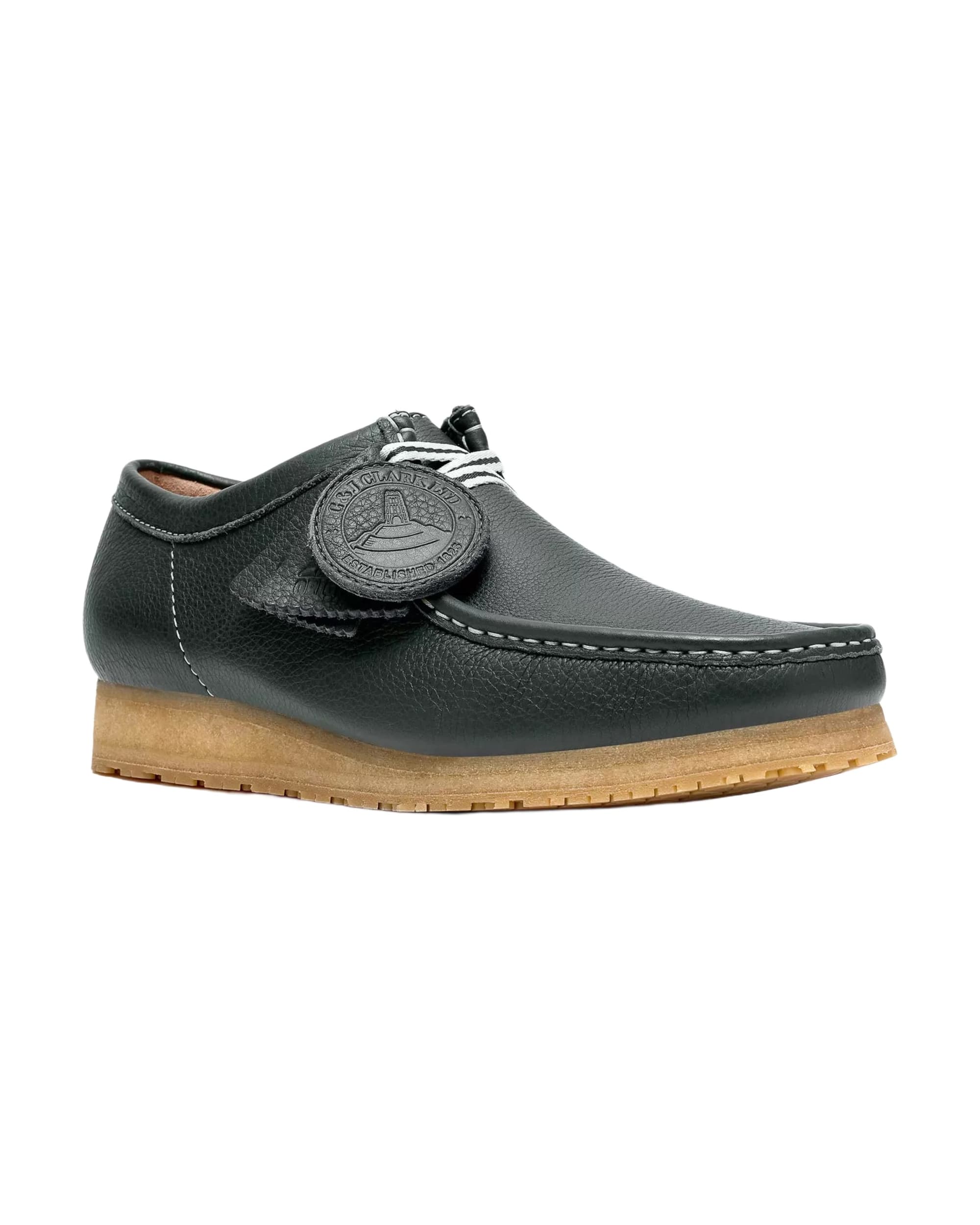 Clarks Wallabee RB - Dark Green Leather - Image 3