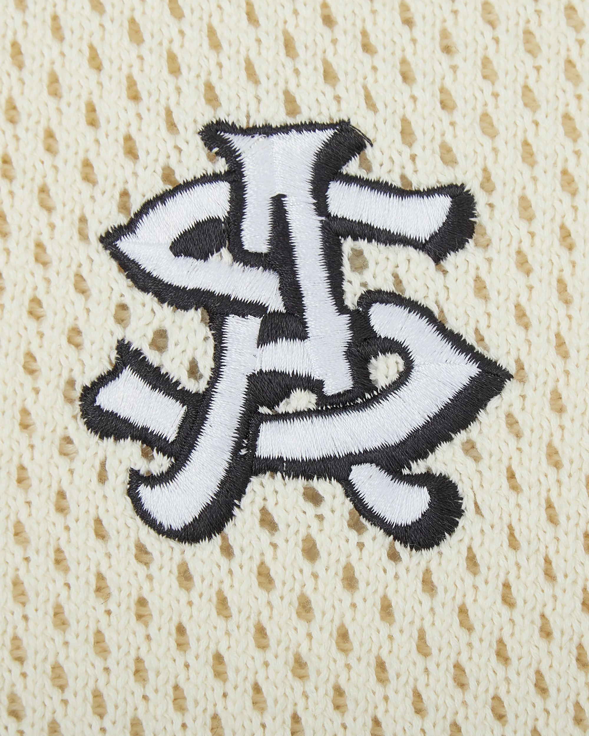 Crochet Knit Polo (Cream / Black) - Image 7