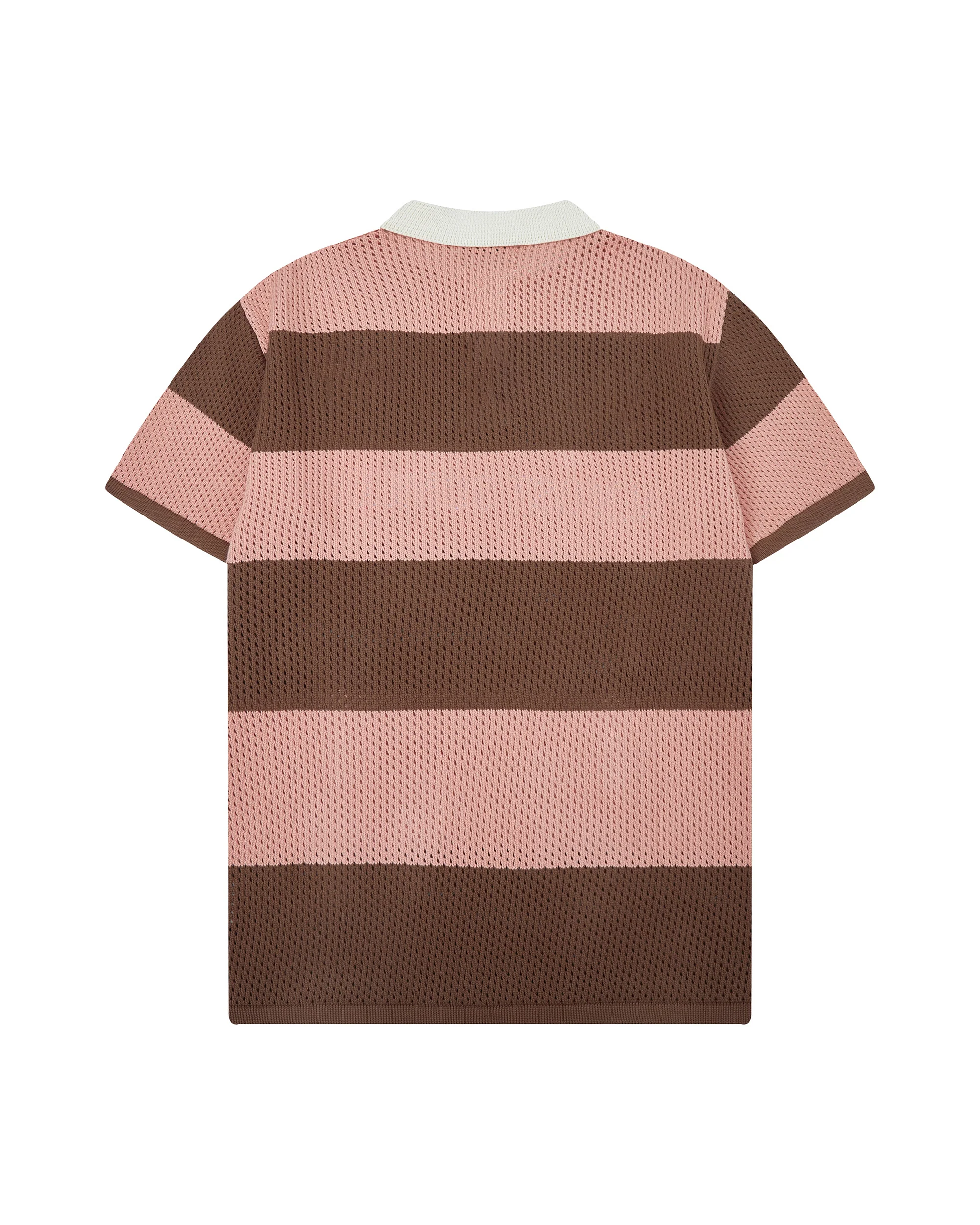 Crochet Knit Polo (Pink / Brown) - Image 3