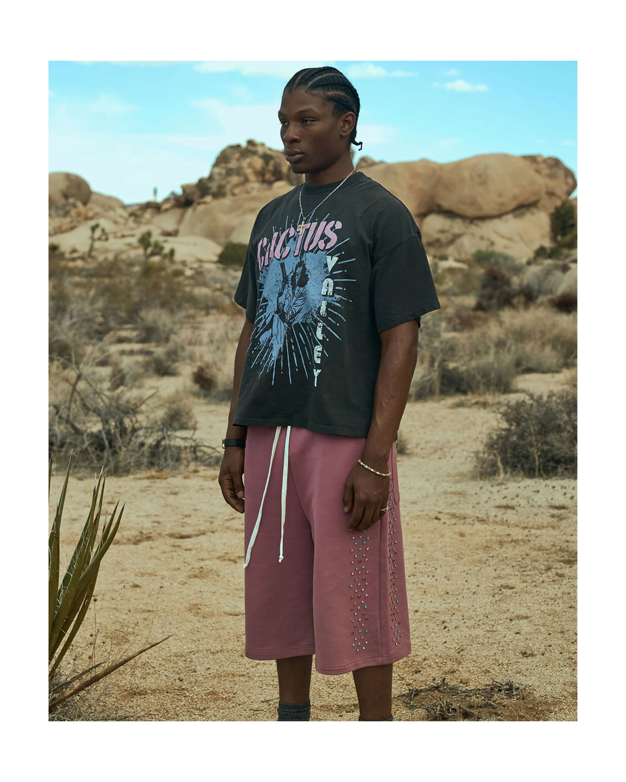 Crystal Cactus Sweat Shorts - Raspberry - Image 3