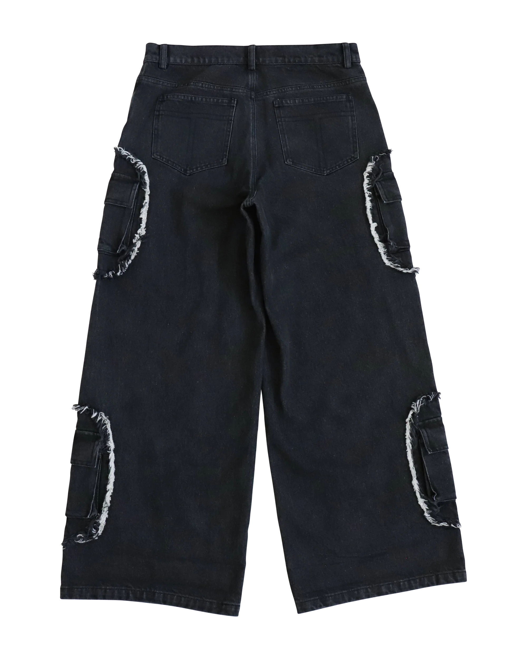 CUT OUT FRAYED DENIM CARGOS - Image 2