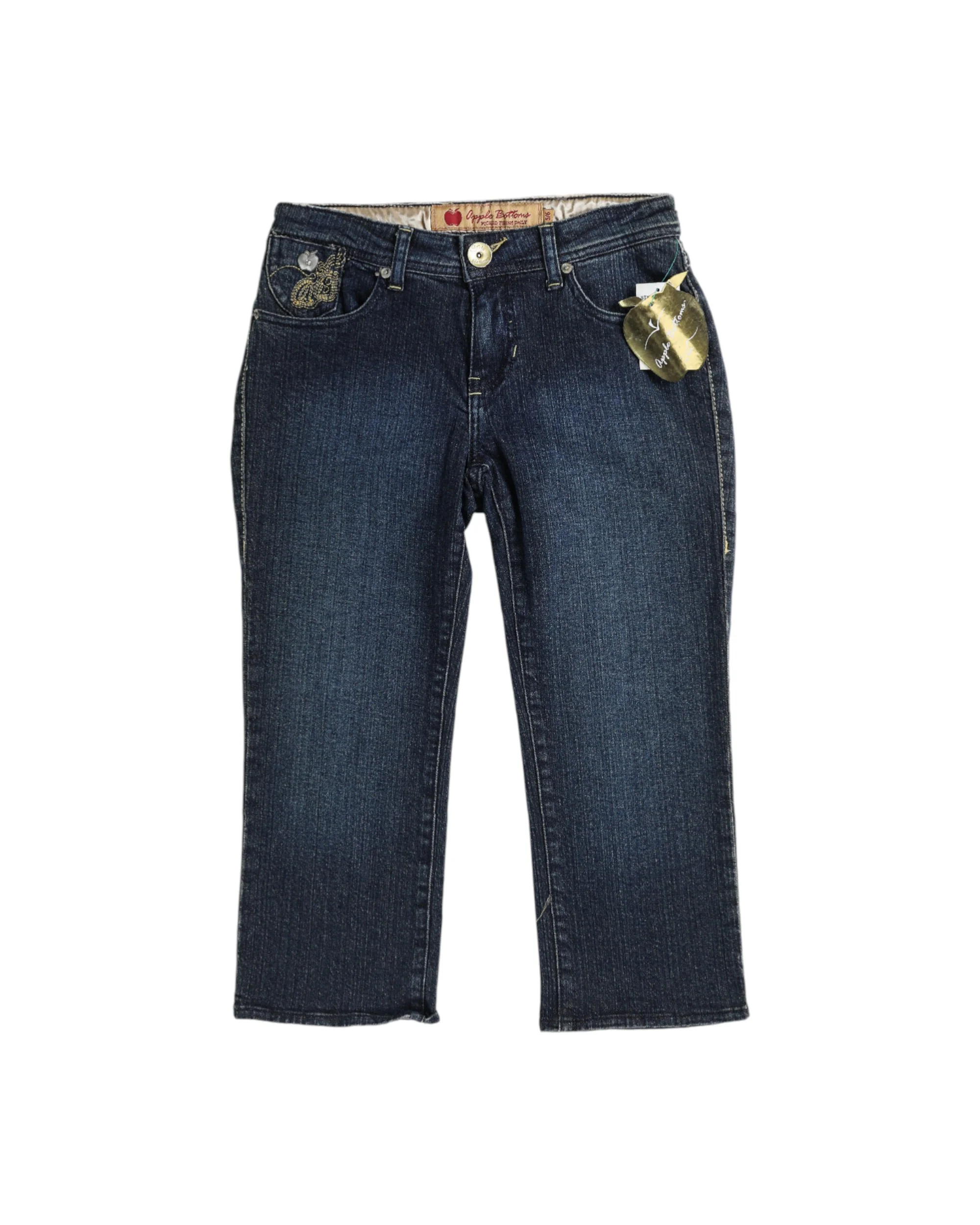 Deadstock Apple Bottom Gold Embroidered Denim Capris - W28, W30