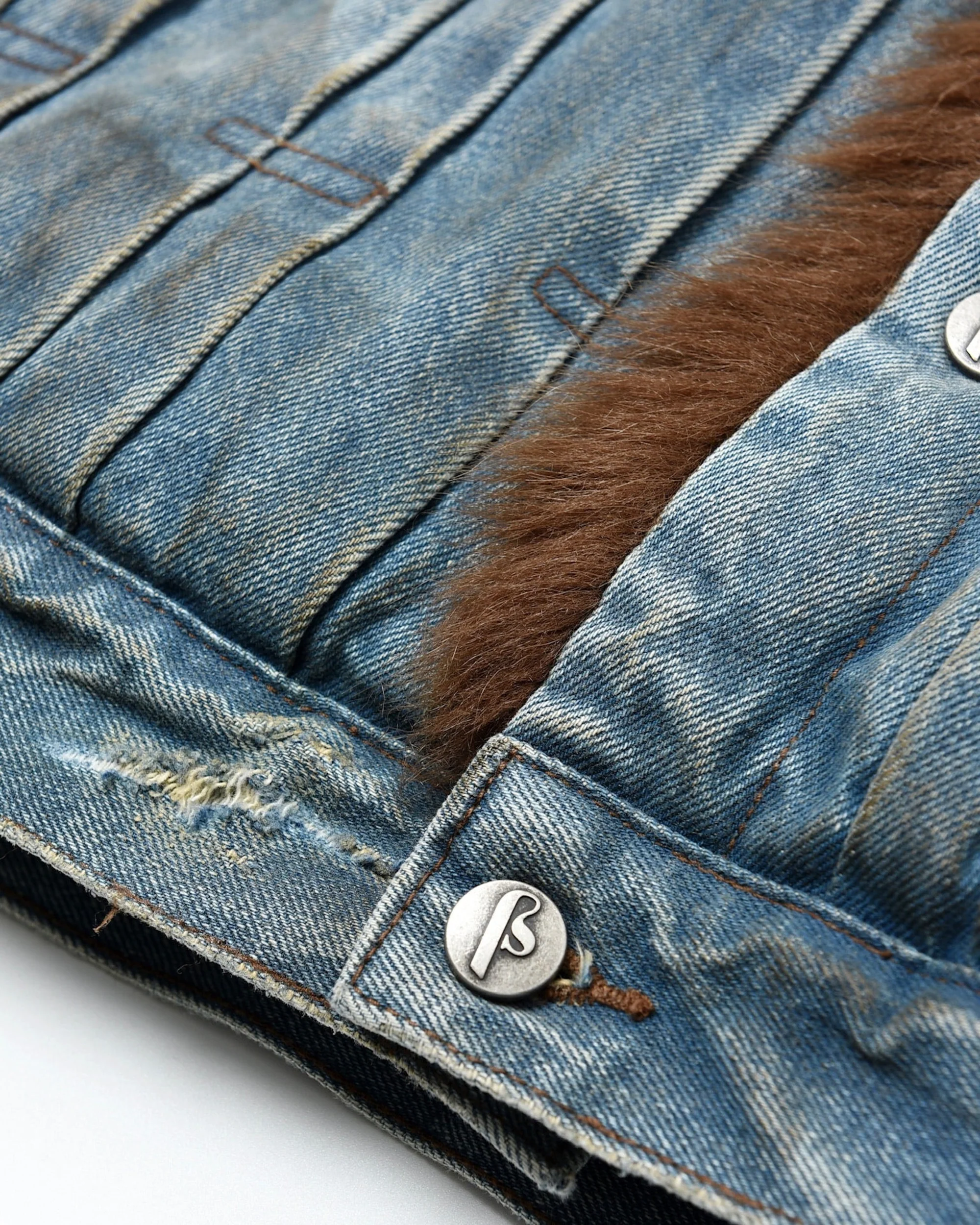 Dirty-Washed Furry Denim Jacket - Image 16