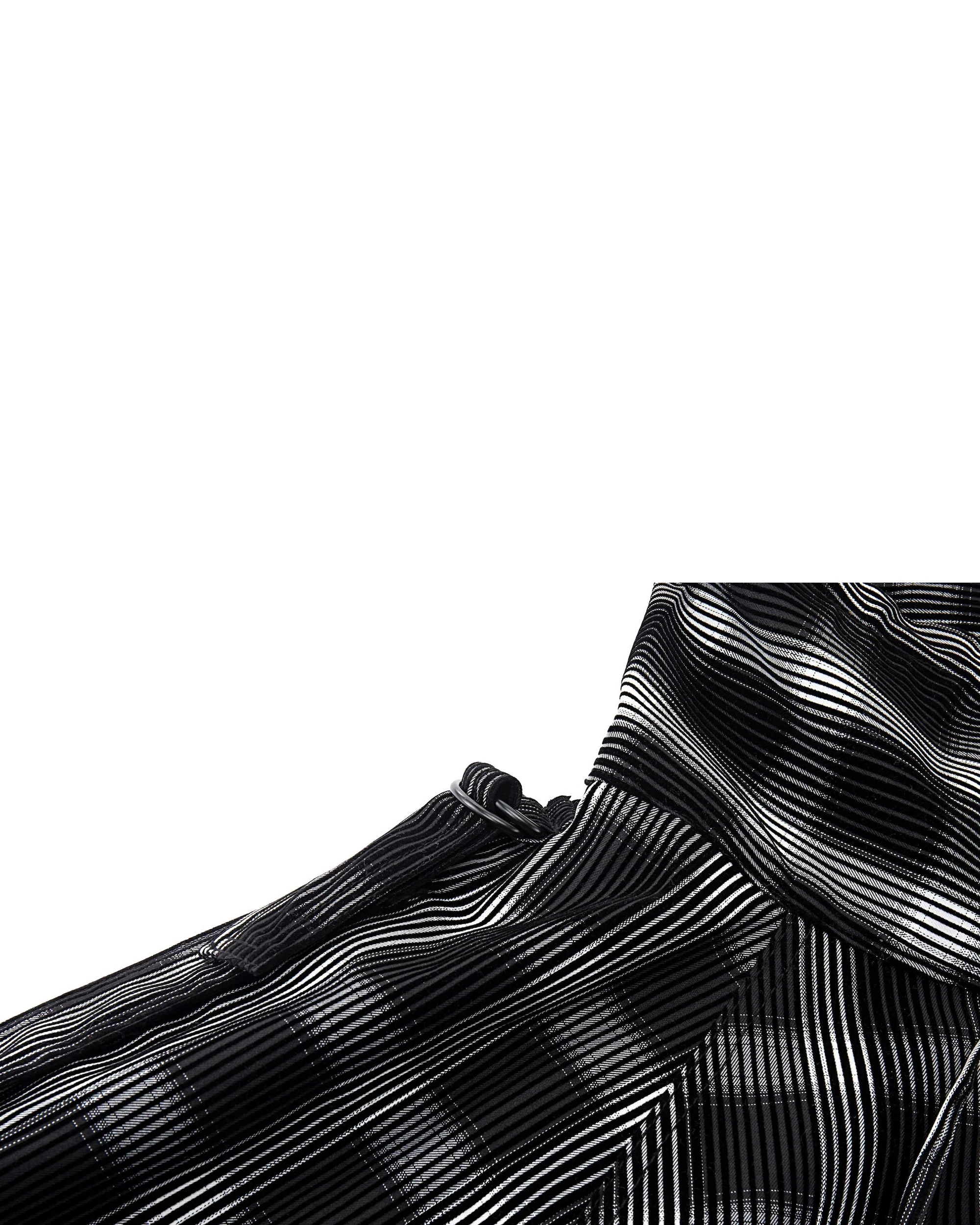 Distorted Plaid Half-Zip Pullover – Black & White, Boxy Fit - Image 16