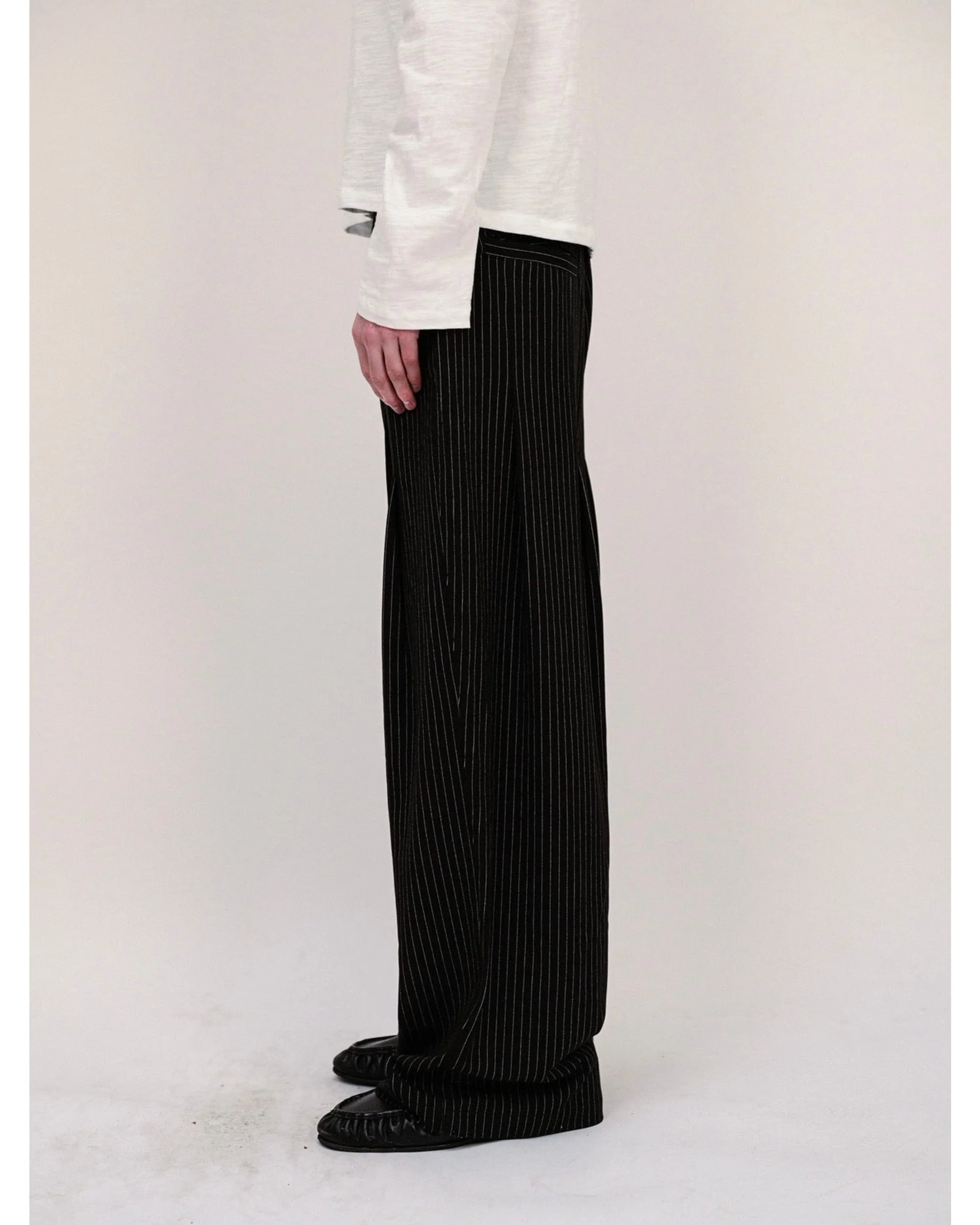 Double Pleated Trousers - Pinstripe - Image 4