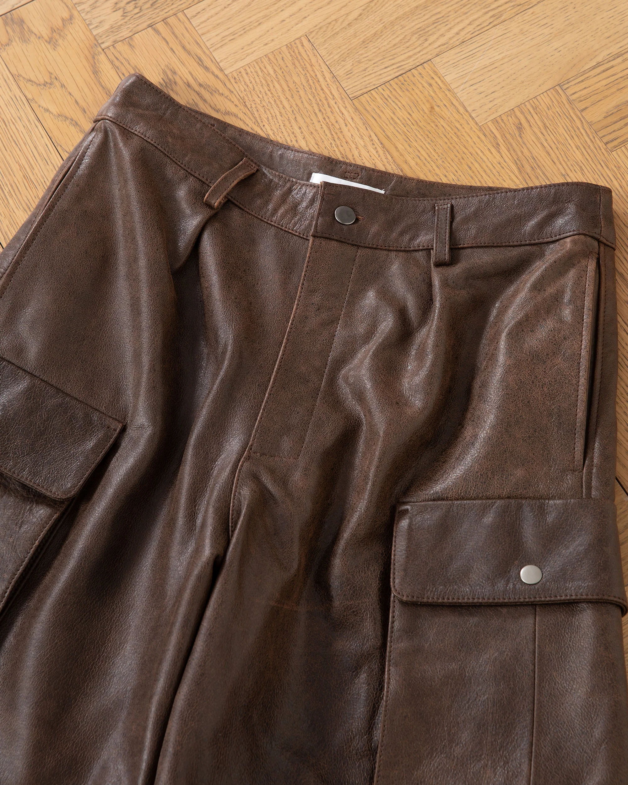 Dusk Distressed Genuine Leather Cargo Shorts - Image 13