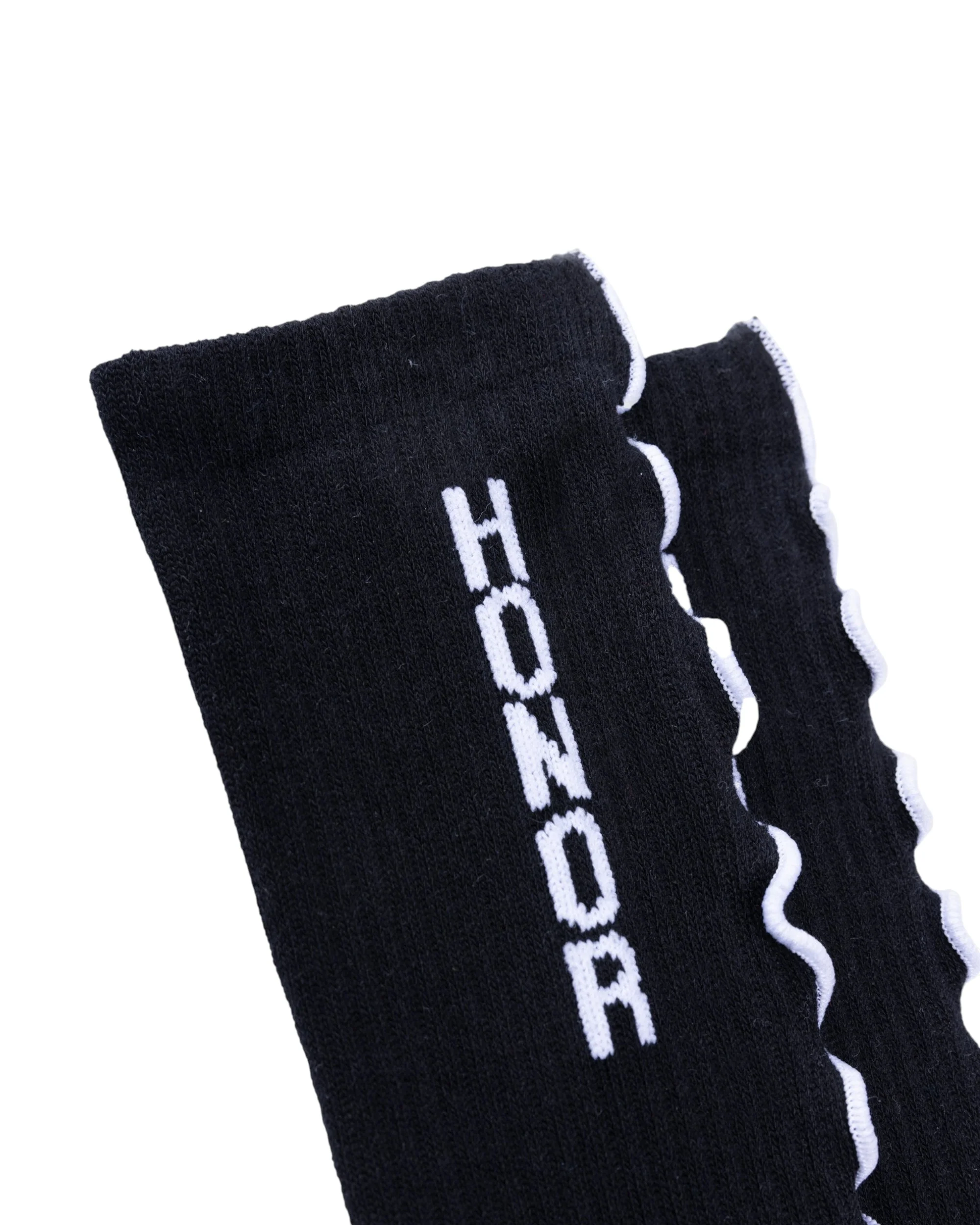 Embroidery Edge Ribbed Sock - Black - Image 3