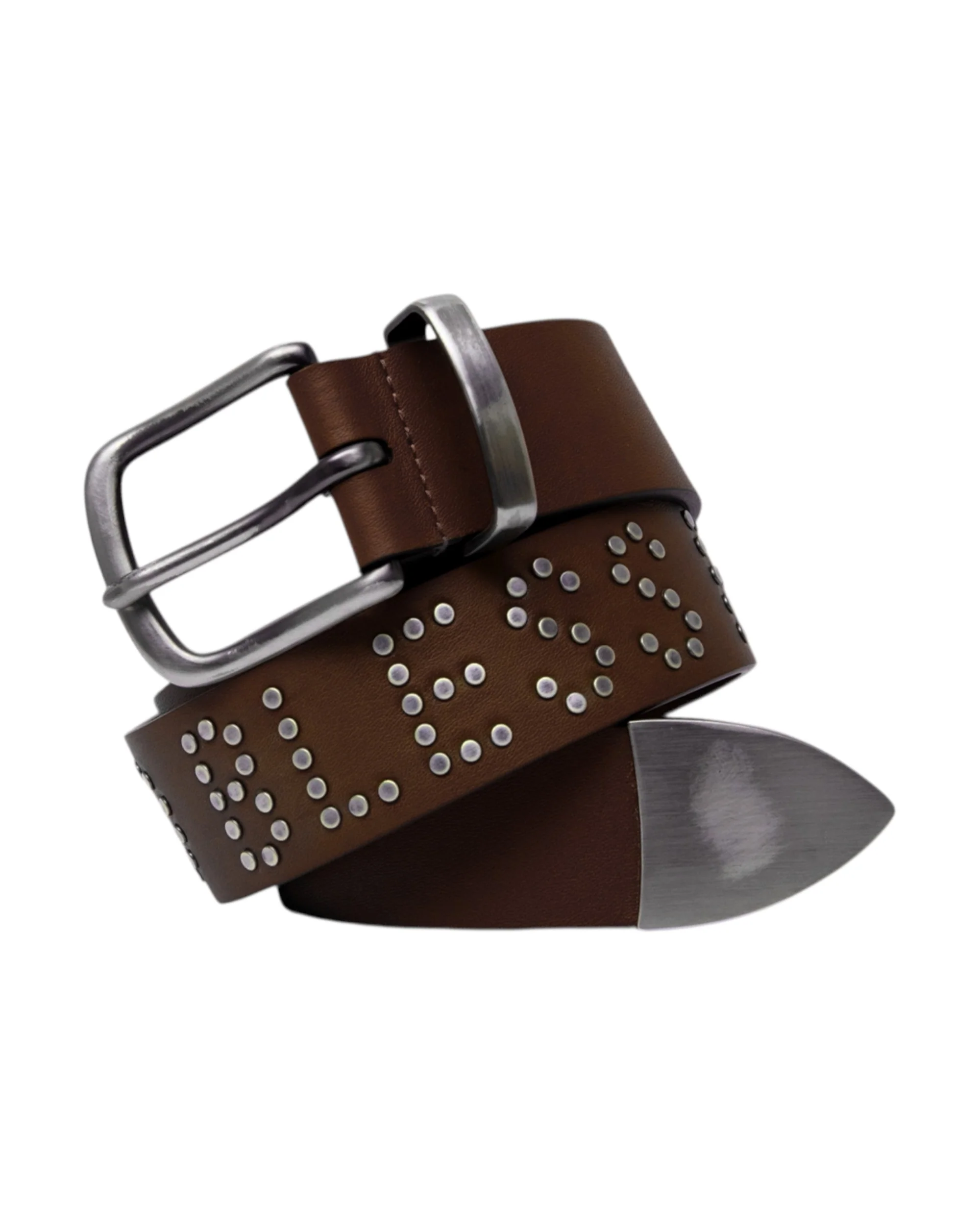 filthy riveted leather belt (dark brown)