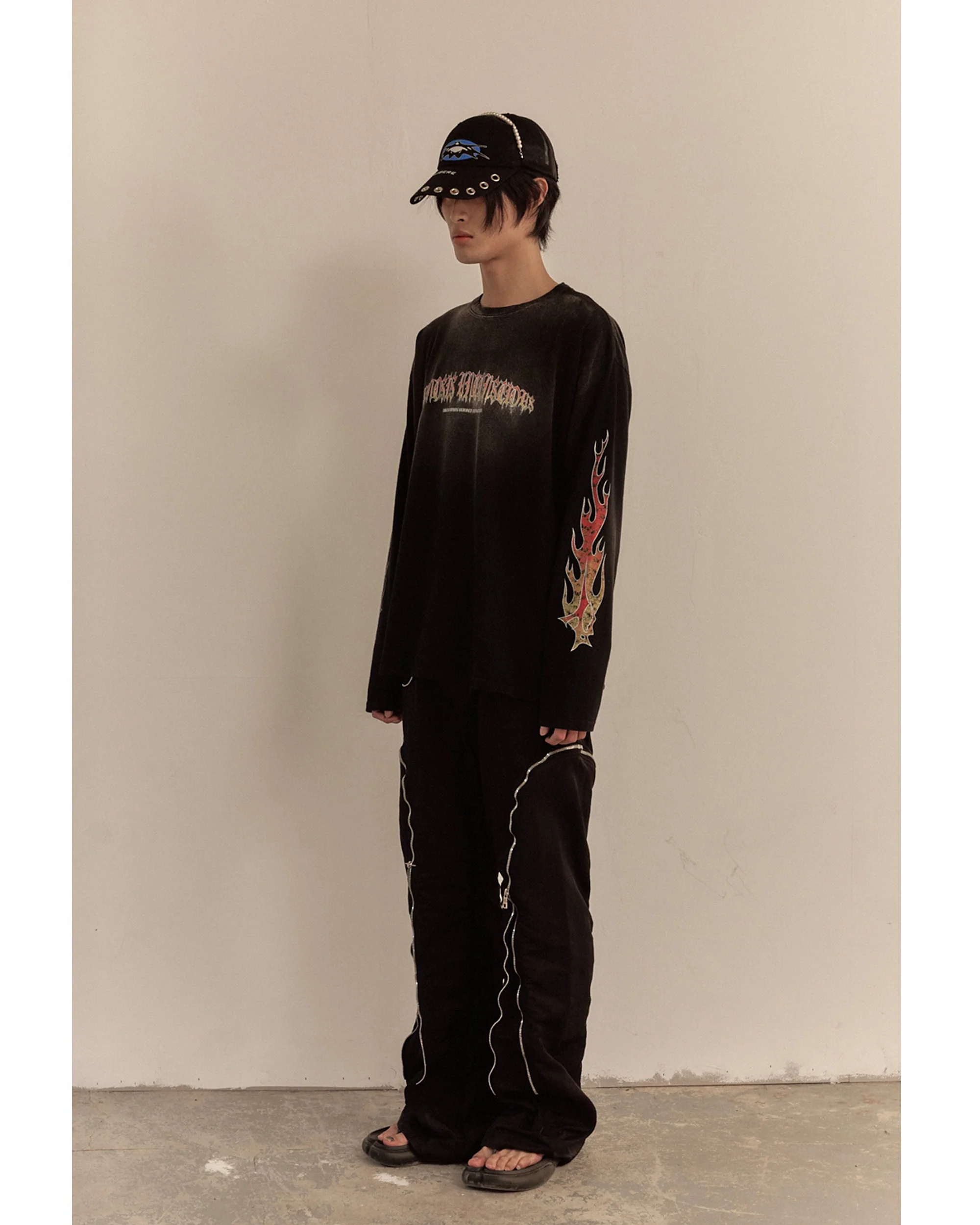 FLAME LONG SLEEVE TEE / BLACK - Image 10