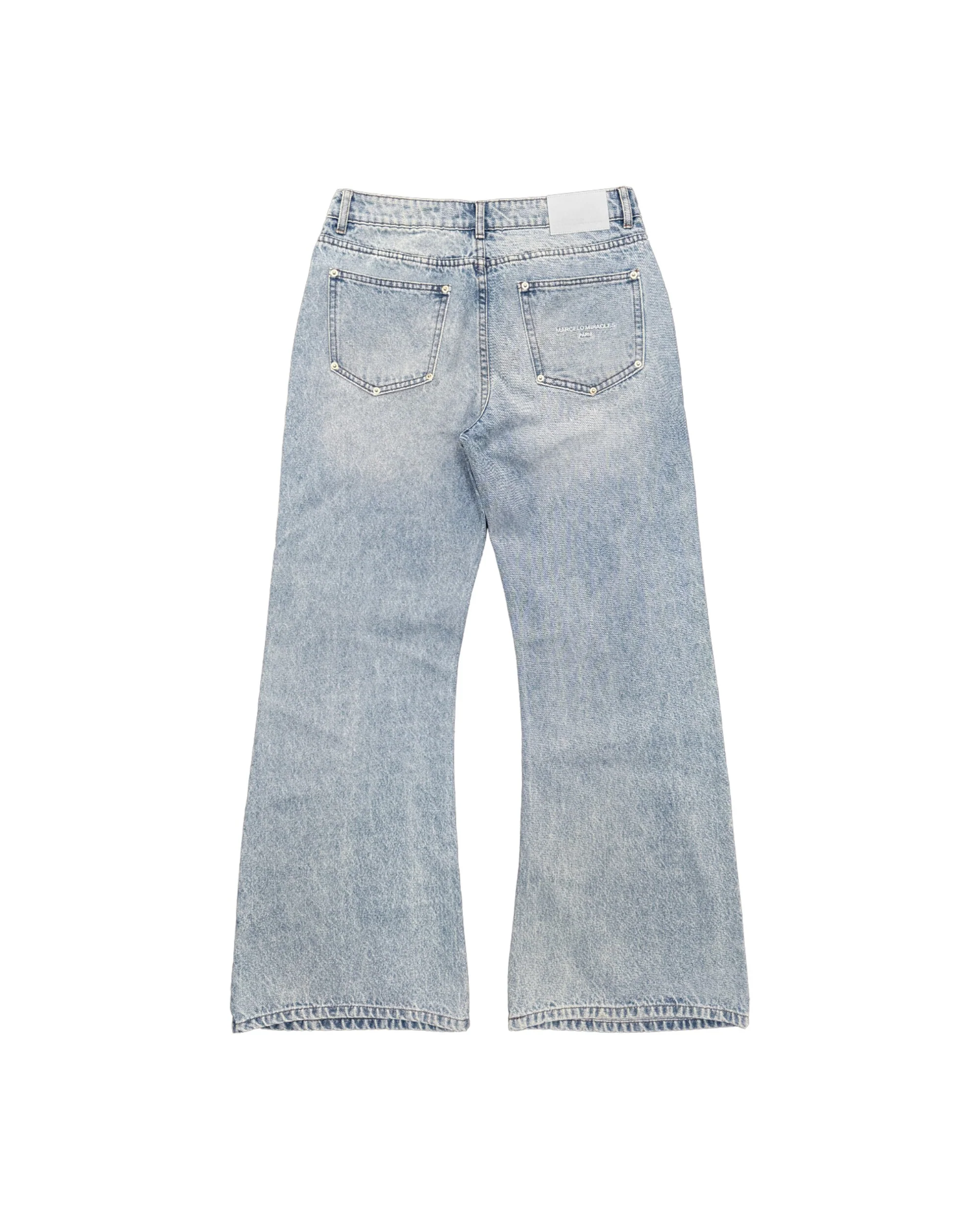 FLARED CROSS CHARM DENIM in BLUE - Image 2