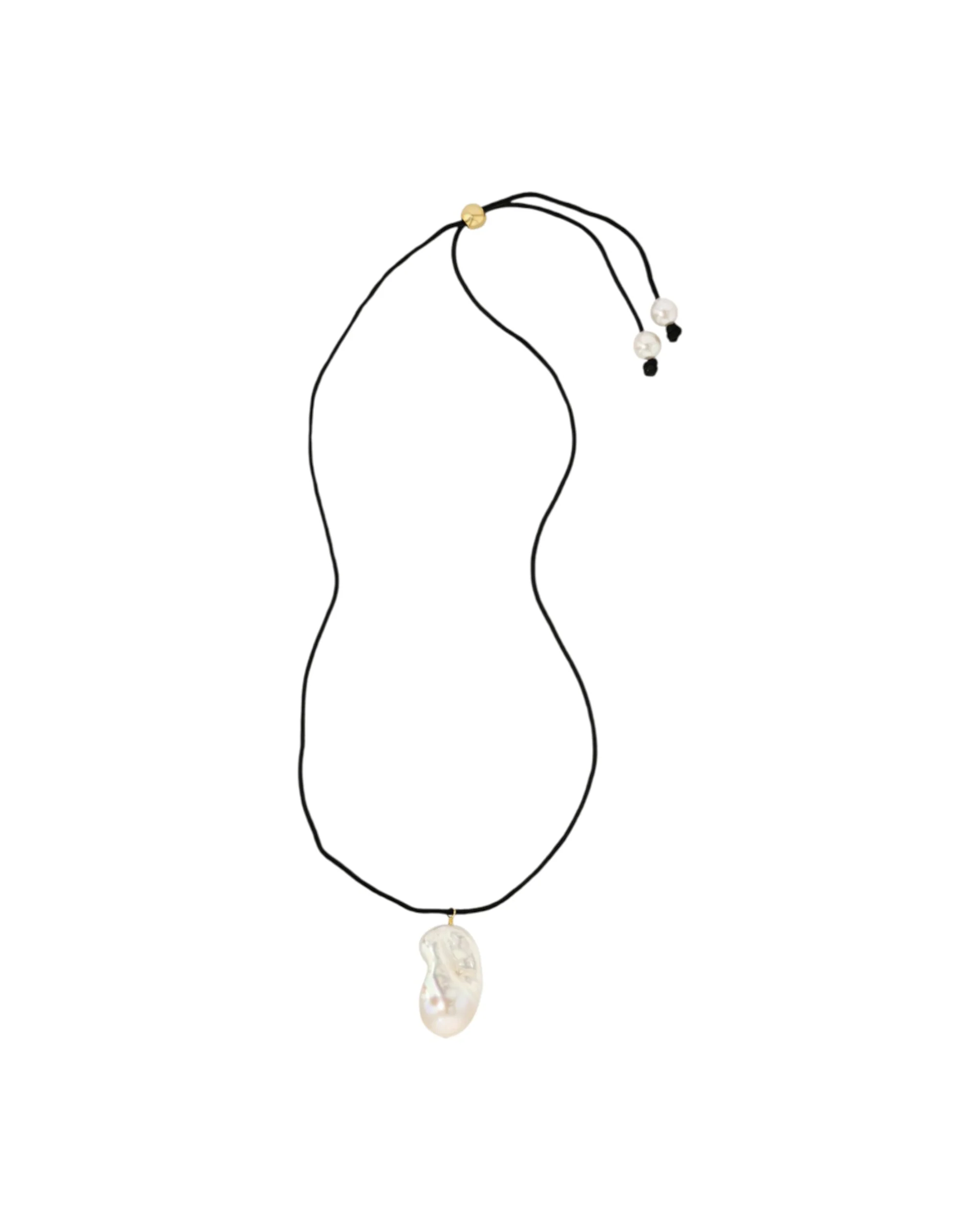 Floating Pearl Necklace Black Cord - Image 2