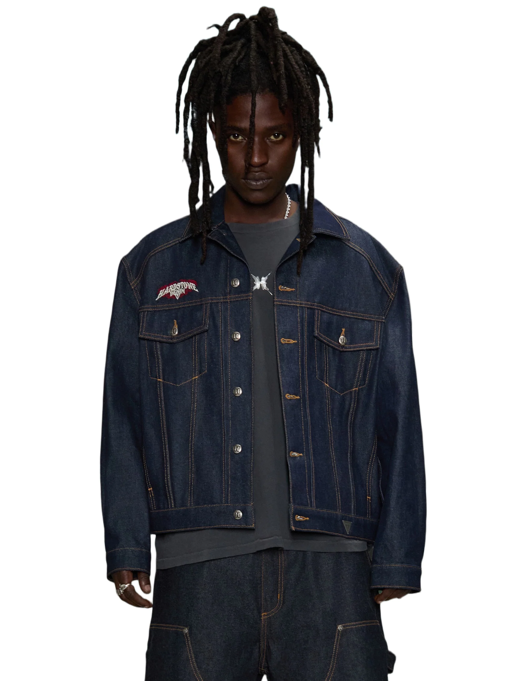 HARDSTONE Raw Denim Jacket - Image 13