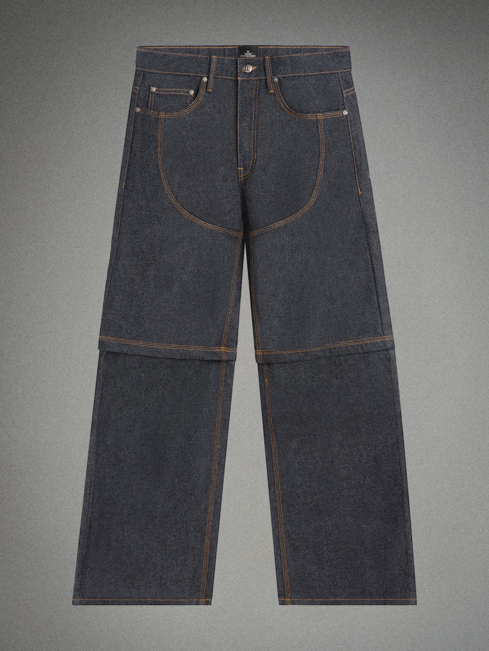 HARDSTONE Zip-Off Raw Denim Jeans - Image 7