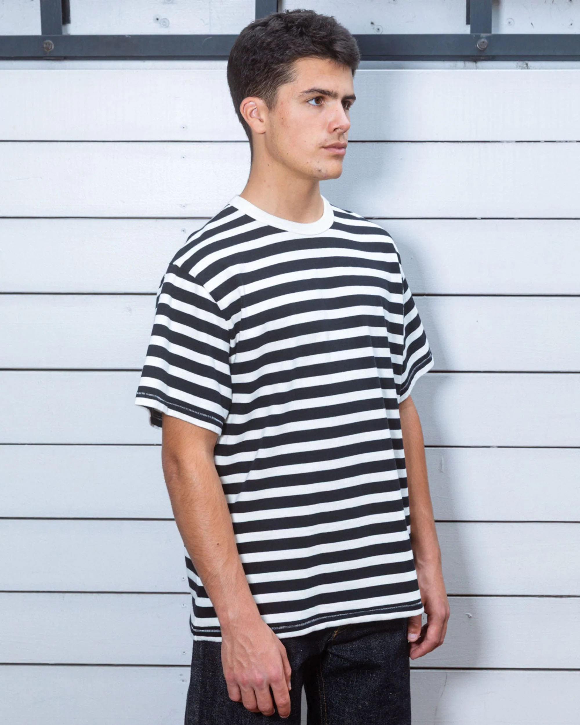 Heavyweight Stripe T-Shirt - Black - Image 5