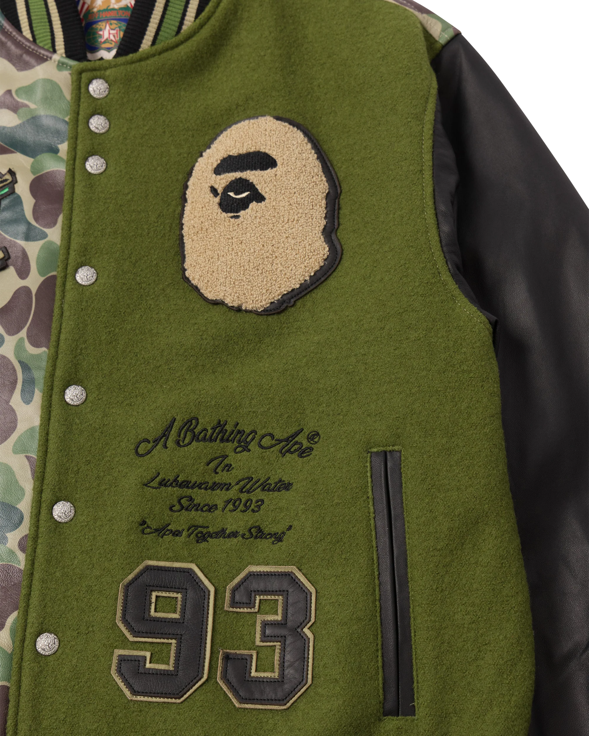 Jeff Hamilton x BAPE Wool & Leather Varsity Jacket - Image 3