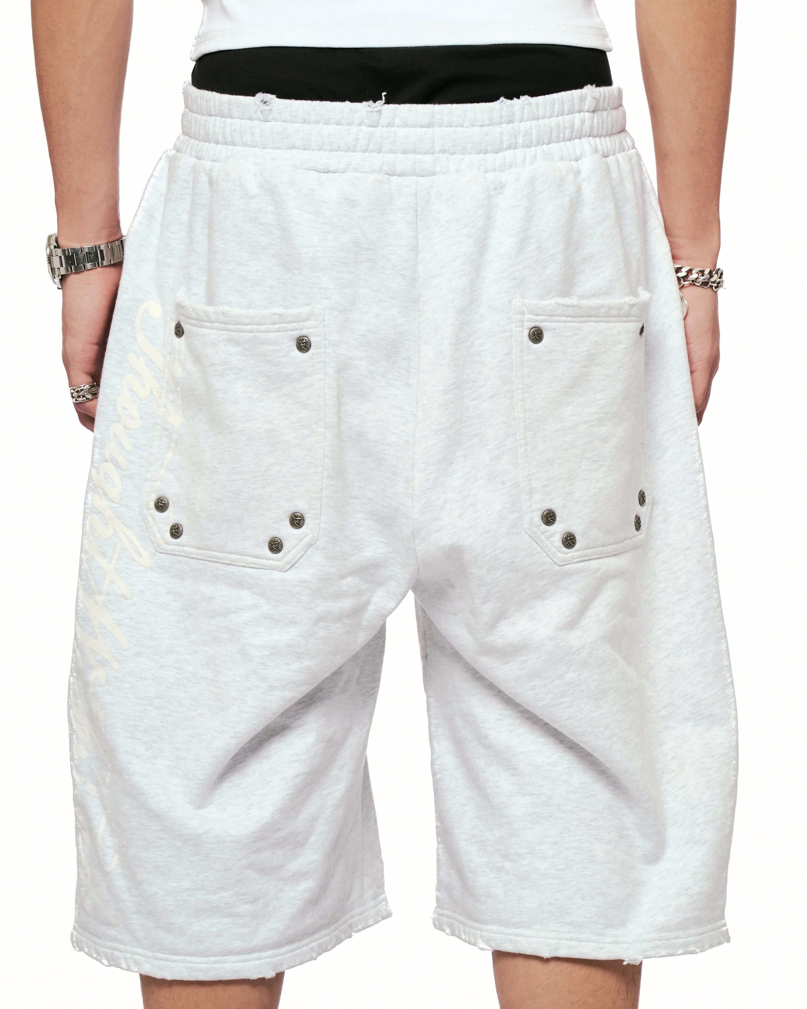 Junoa Printed Sweat Shorts in Light Grey - Image 15
