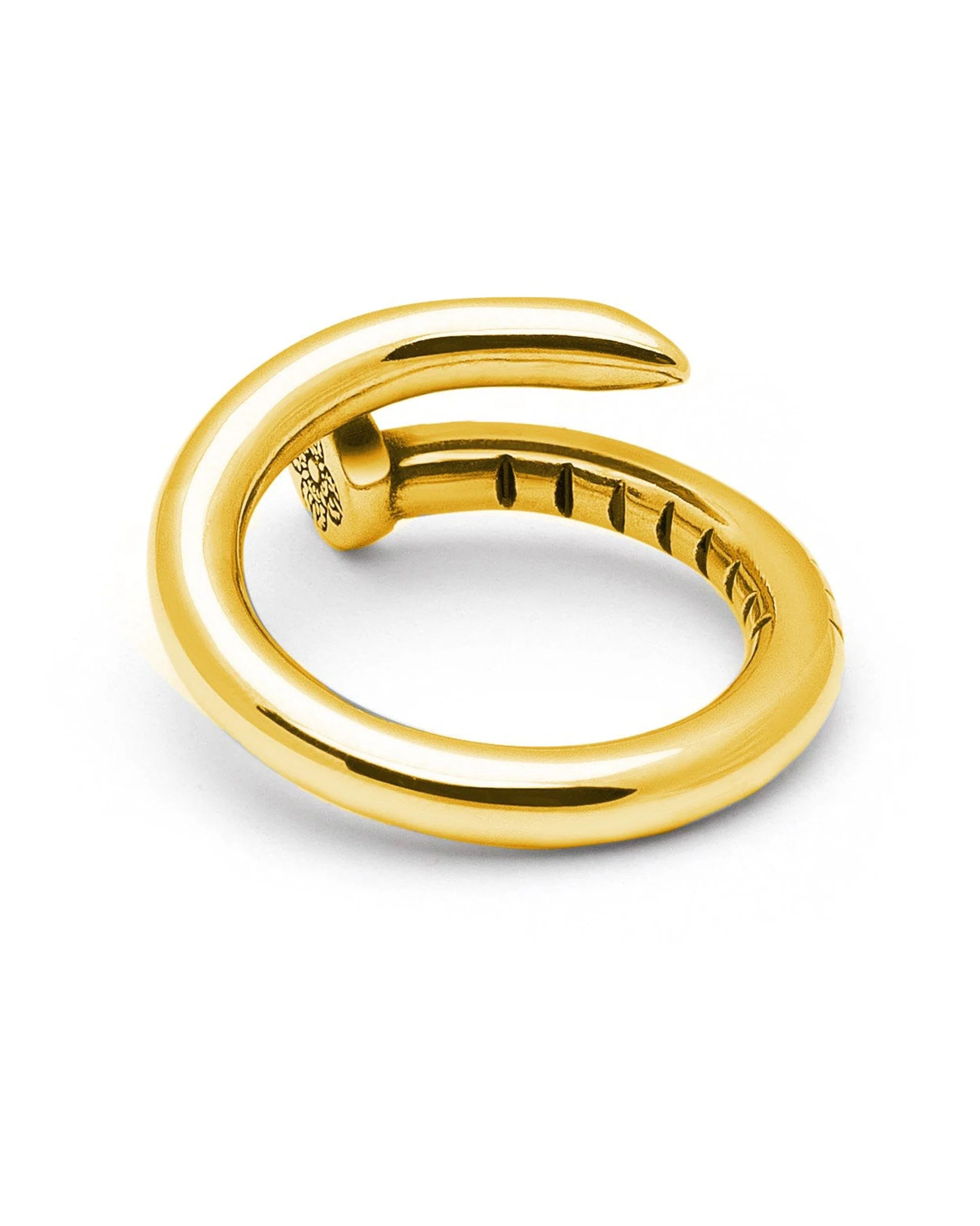 Men's Nail Ring with Dorje Engraving and Gold Finish - Image 3
