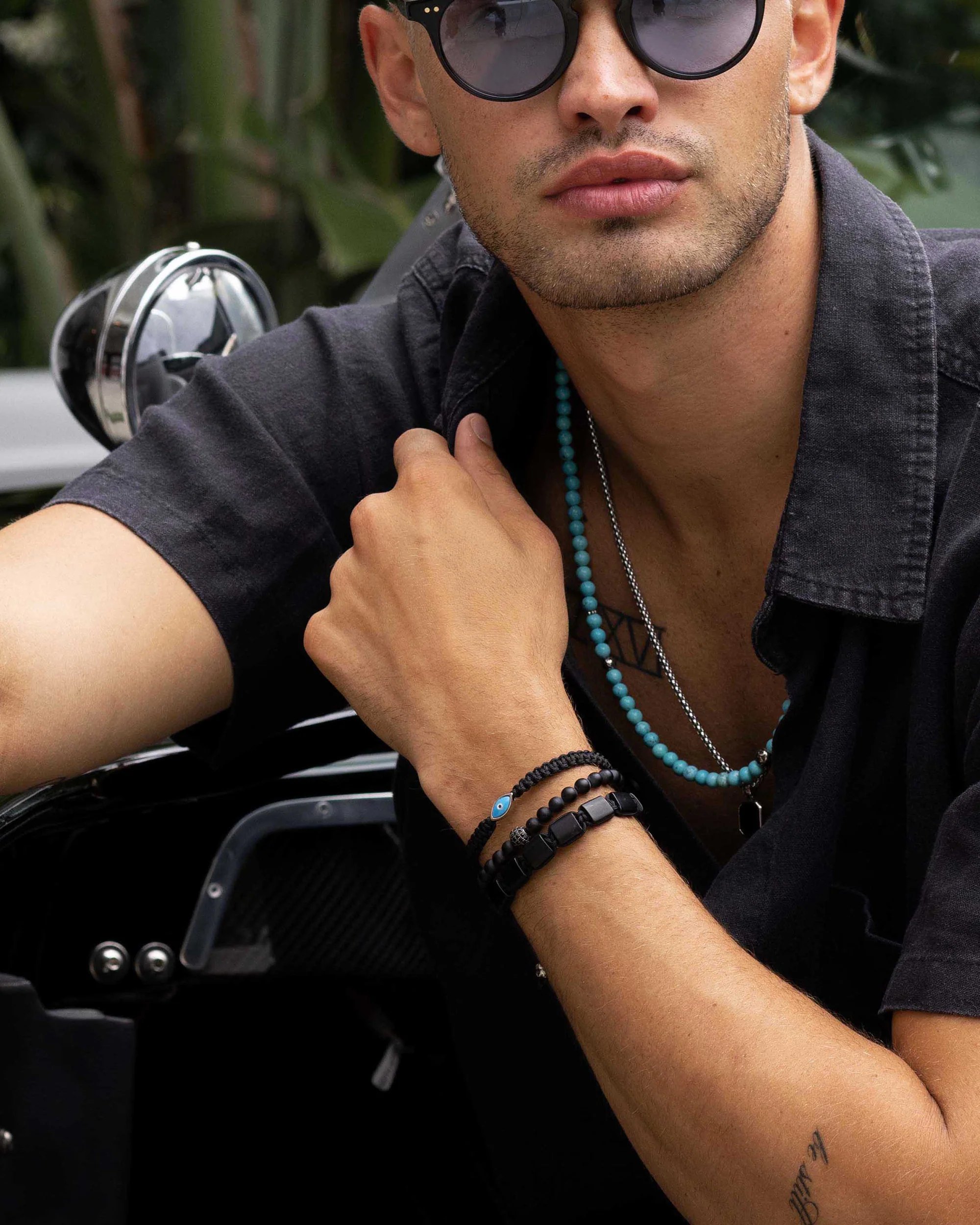 Men's Wristband with Matte Onyx and Black CZ Diamond - Image 5