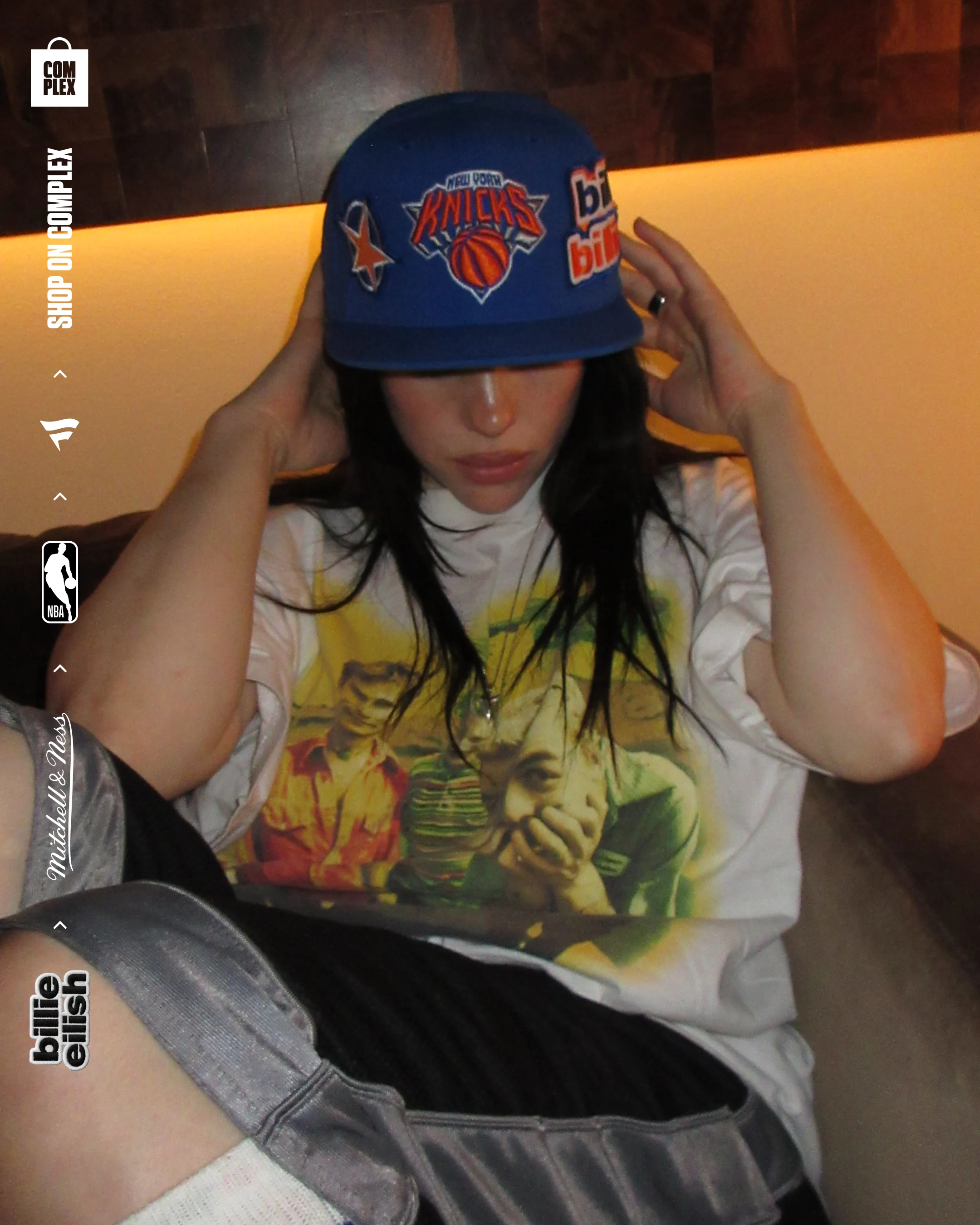 Mitchell & Ness x Billie Eilish New York Knicks NBA B.E. Patch Snapback - Image 4