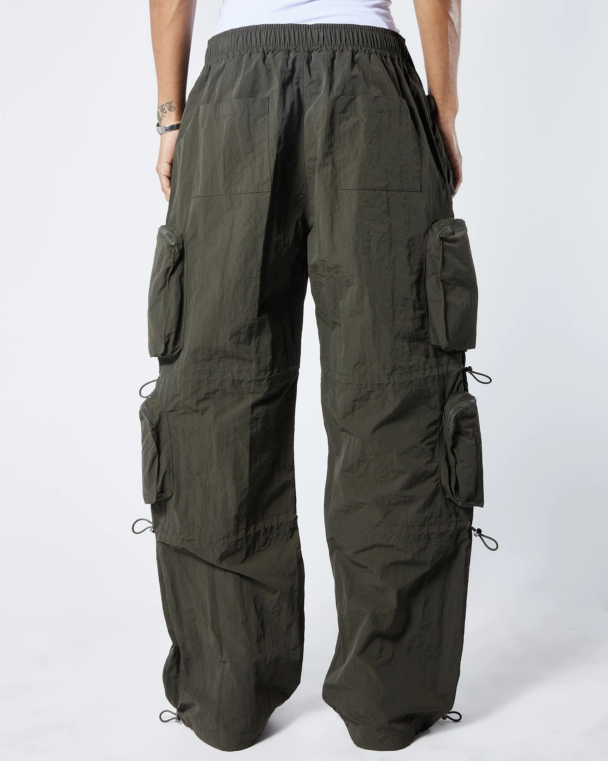 Nylon Parachute Pants- GREEN - Image 5