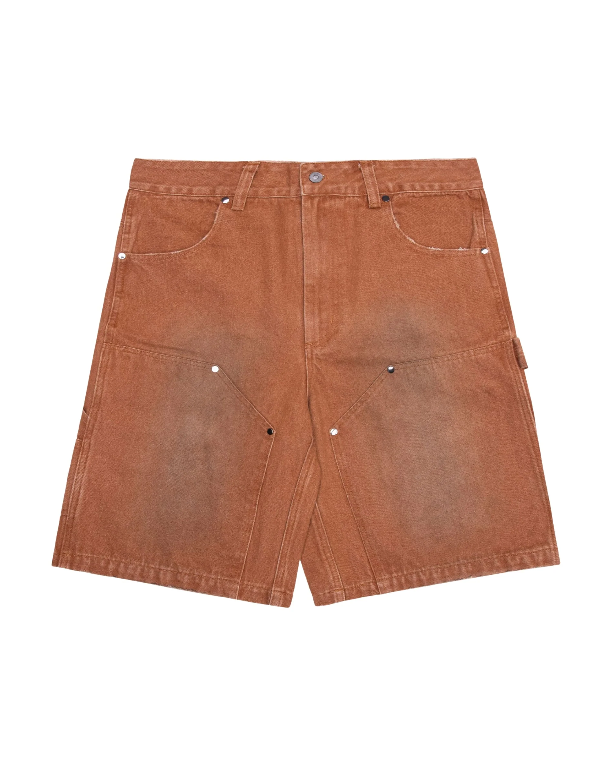 OTA Burnt Sienna Damaged Double Knee Denim Work Shorts - Image 5