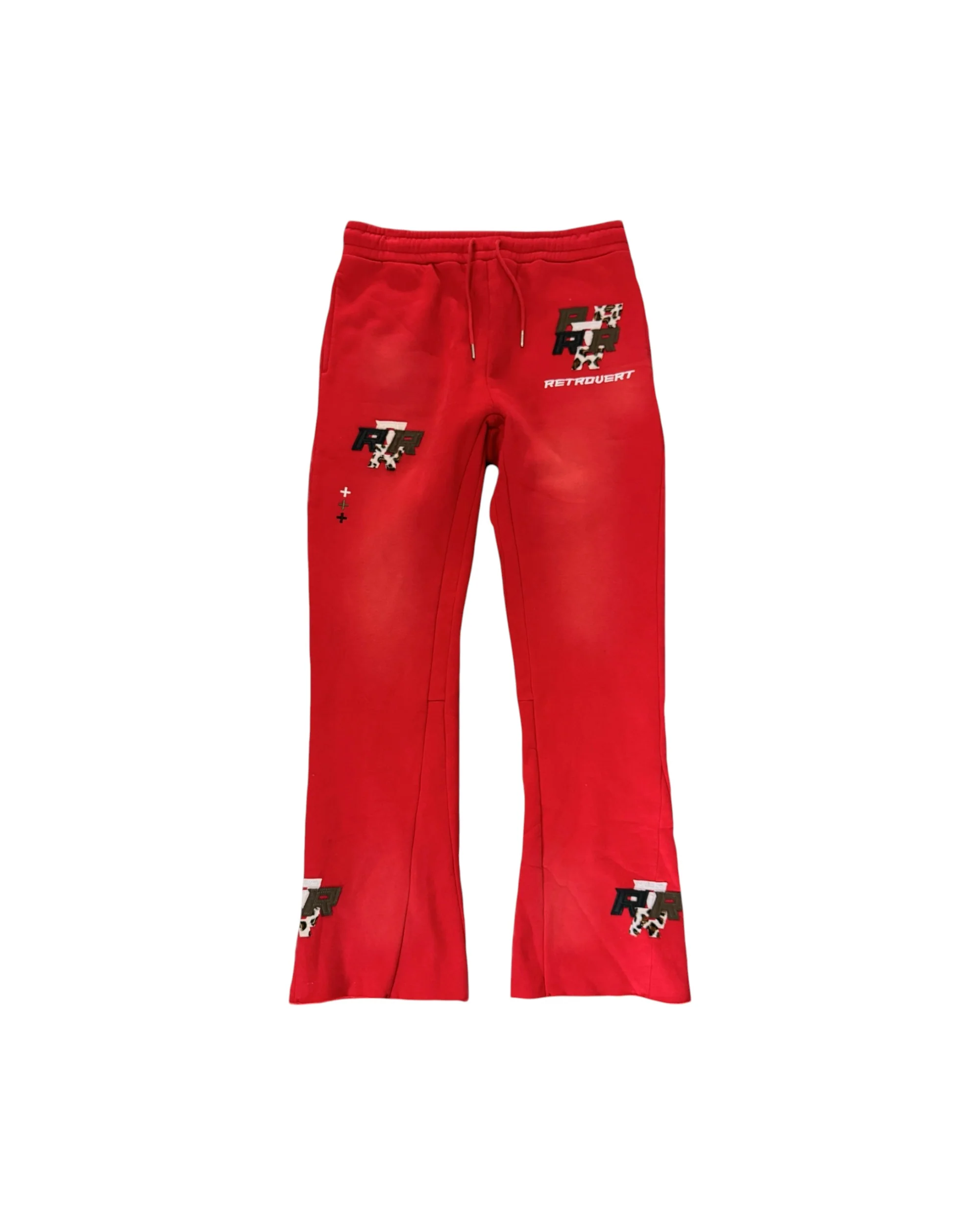 Patch Flare Sweatpants - Red