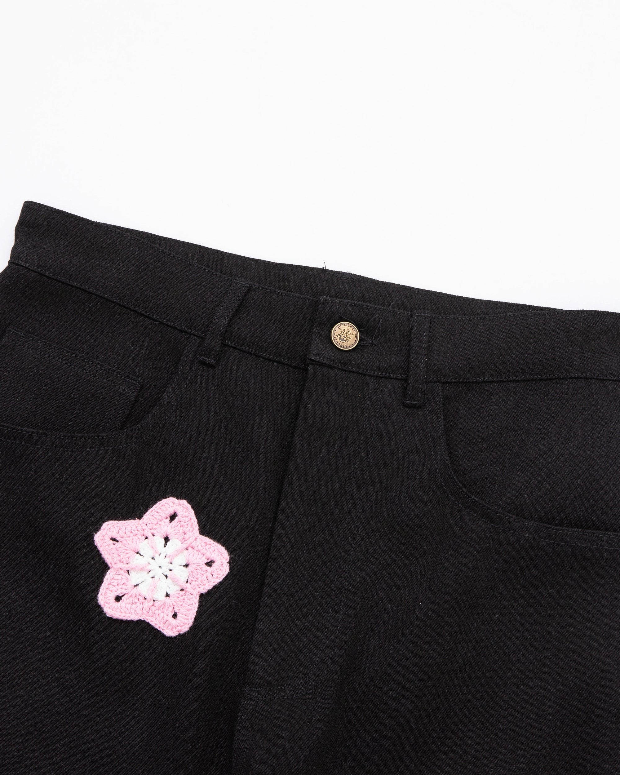 Pink Star Crochet Black Denim - Image 4
