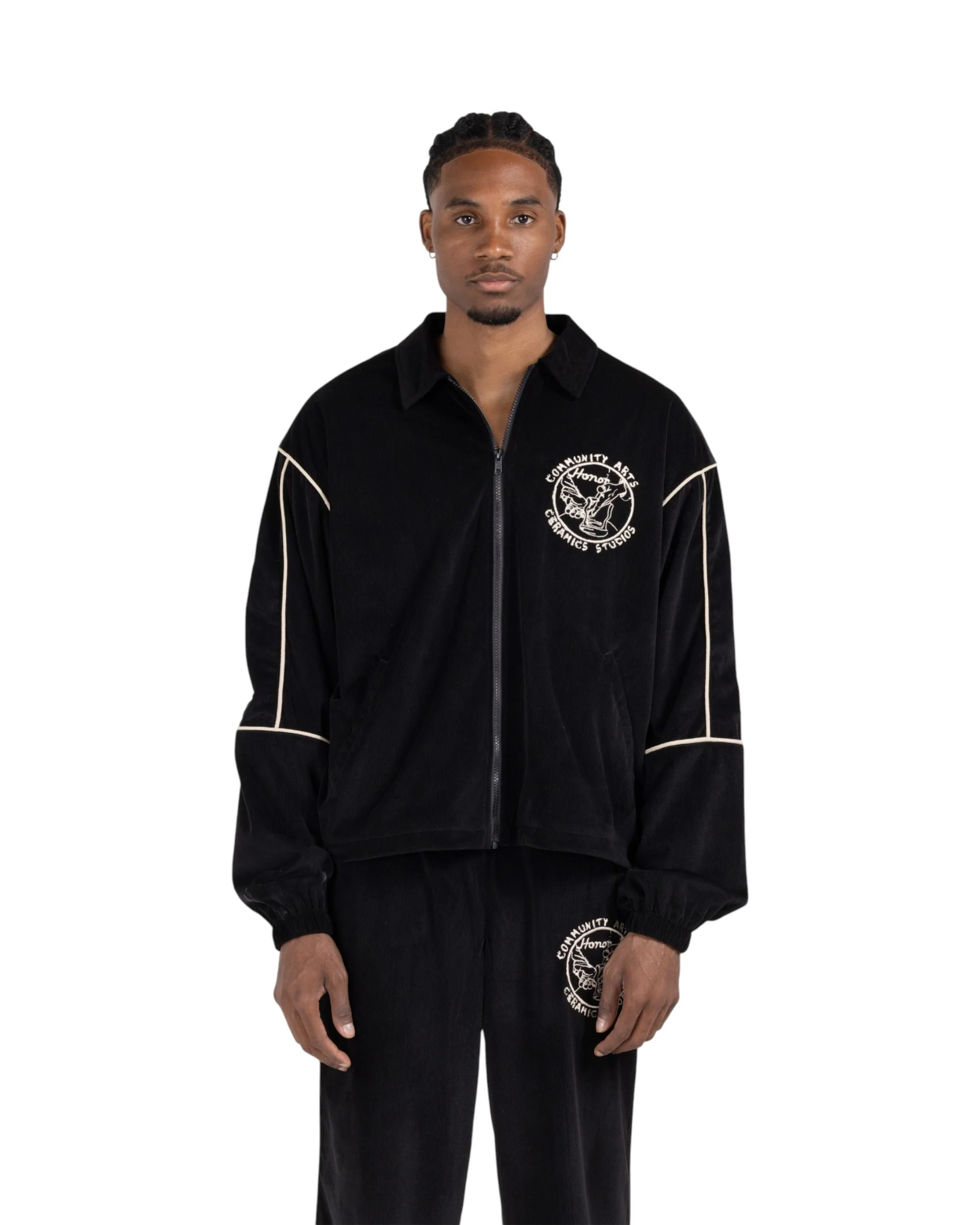 Piping Track Jacket - Black - Image 2