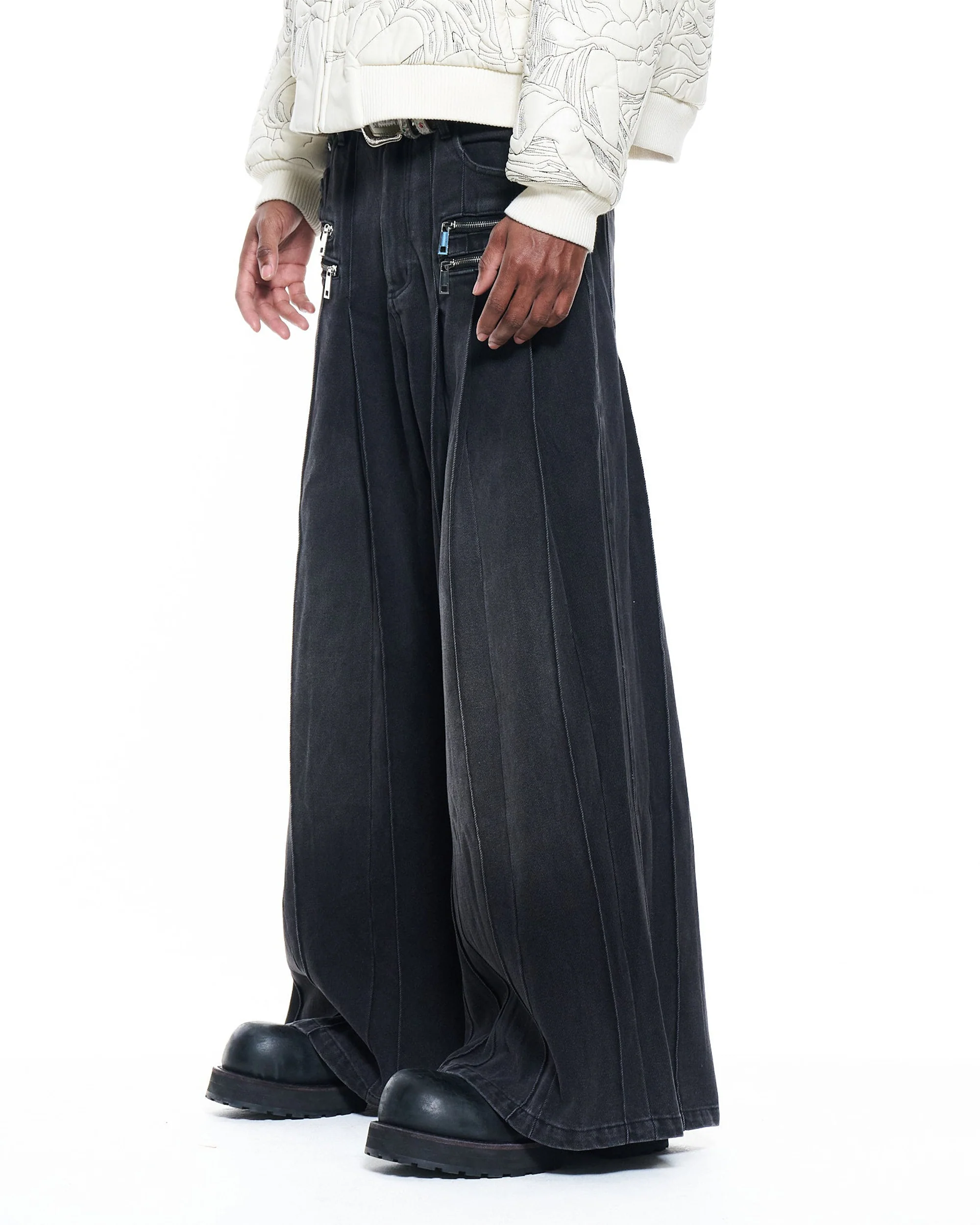 Pleated Black Denim - Image 3