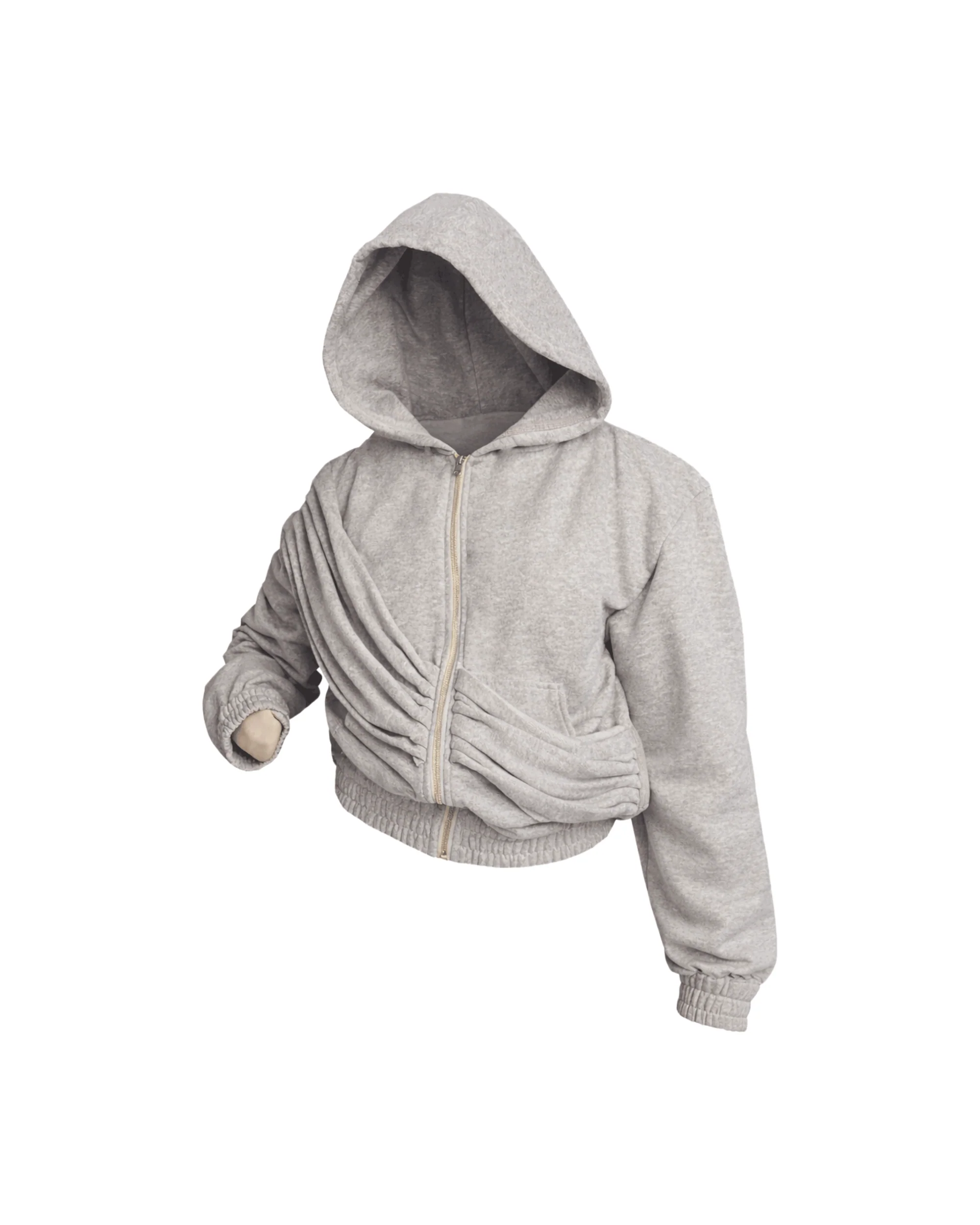 PLEATED GREY HOODIE