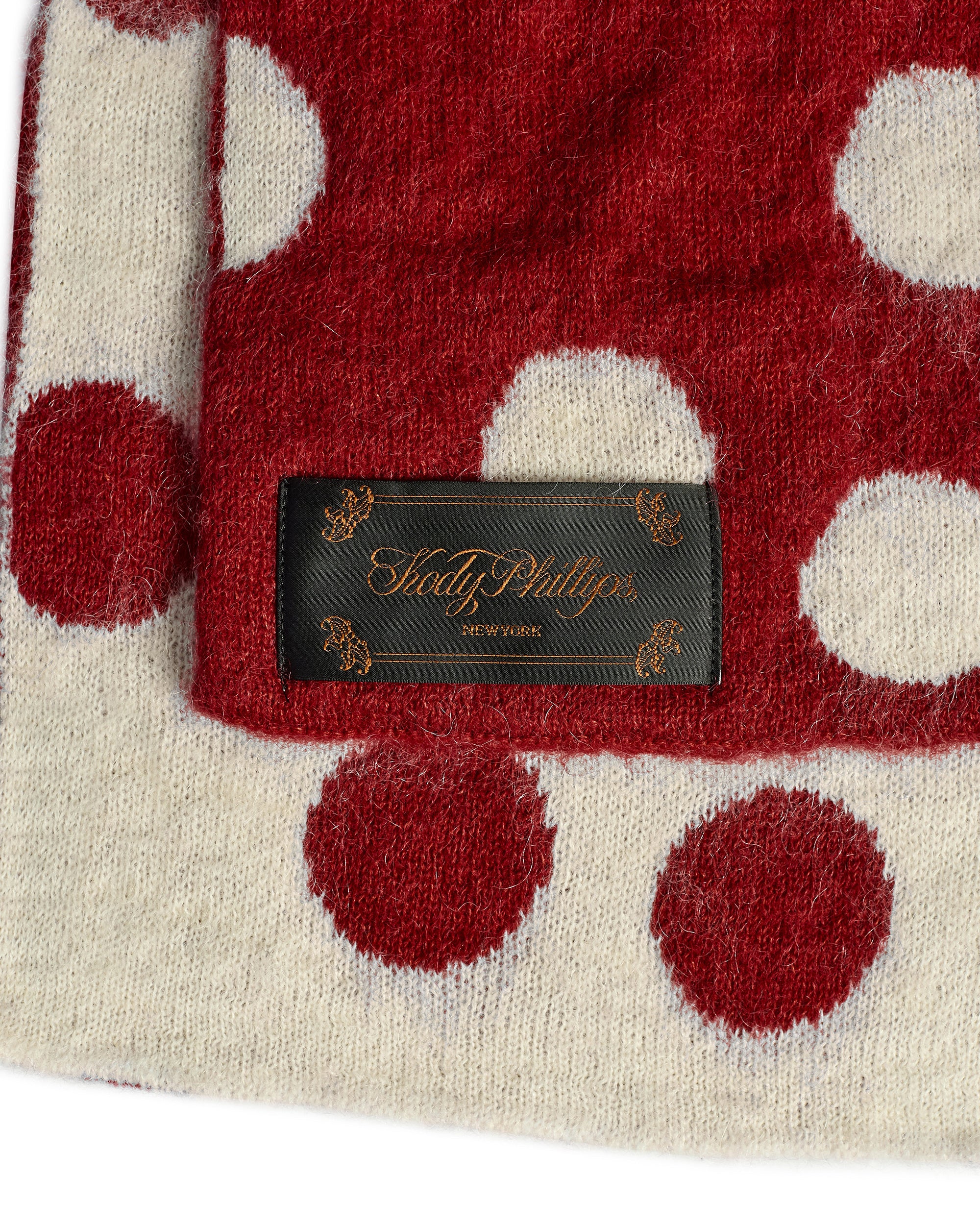 Polka Dot Scarf - Red & Ivory - Image 3