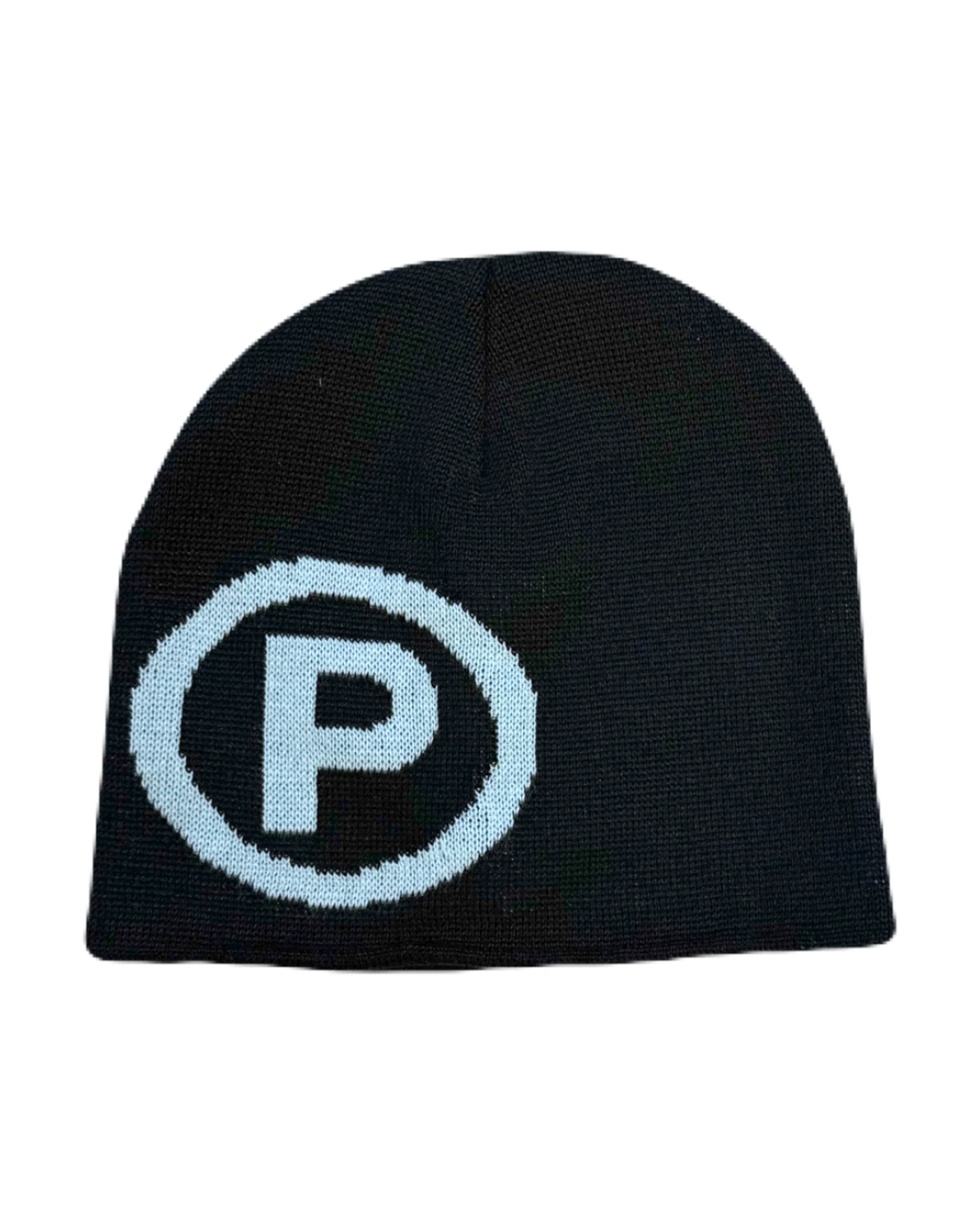 Puppet Corp Beanie in Black and Eggshell Blue