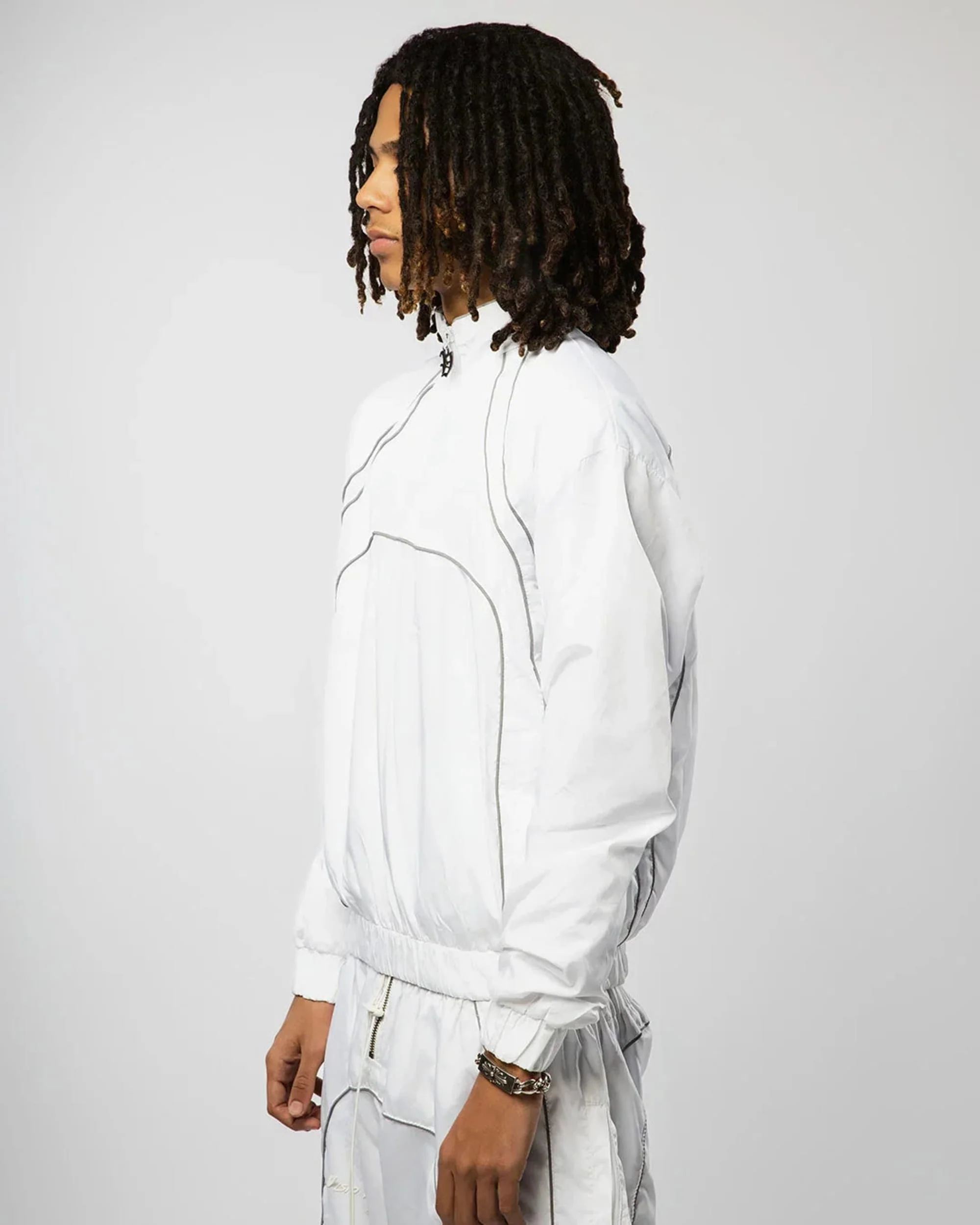 “RADIANT AURA” NYLON TRACK JACKET (WHITE ) - Image 2
