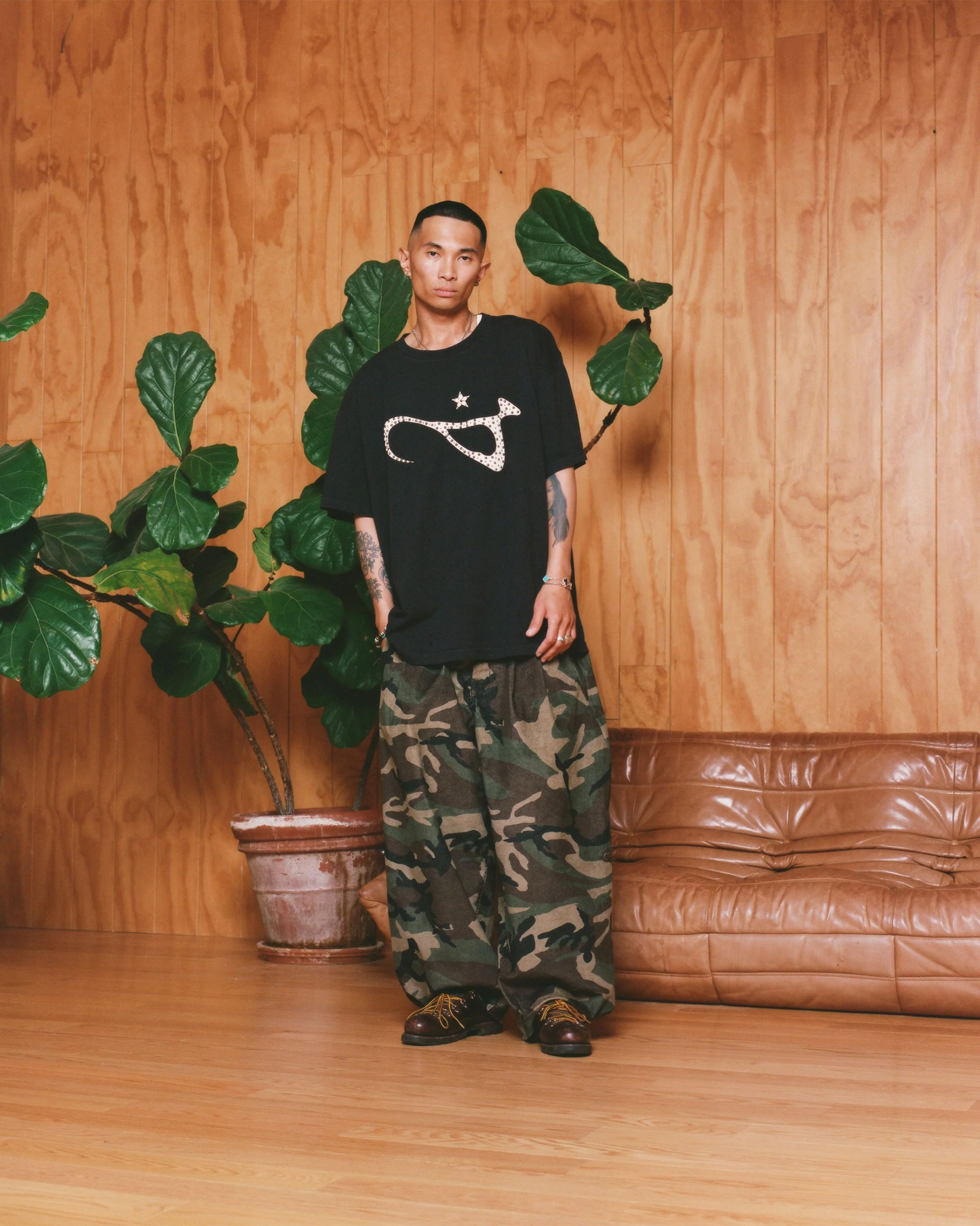 Reverse Hand Studded Script Tee - Image 3