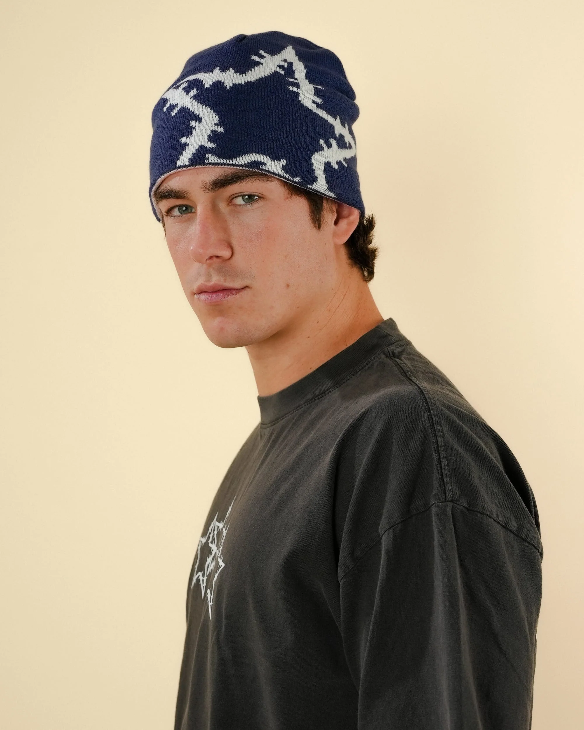 REVERSIBLE BEANIE - NAVY/PINK - Image 3
