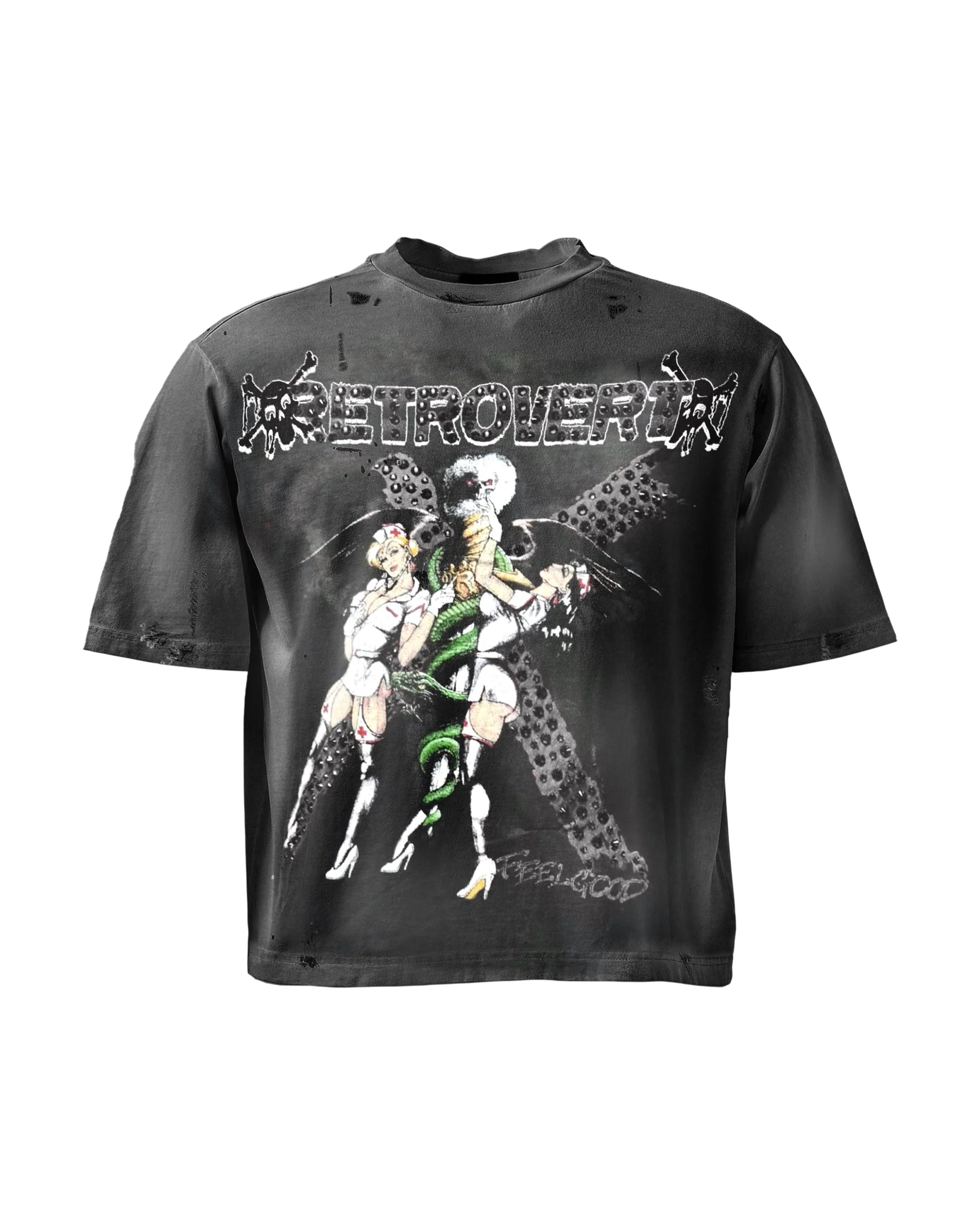 Rhinestone Nurse Tee - Black