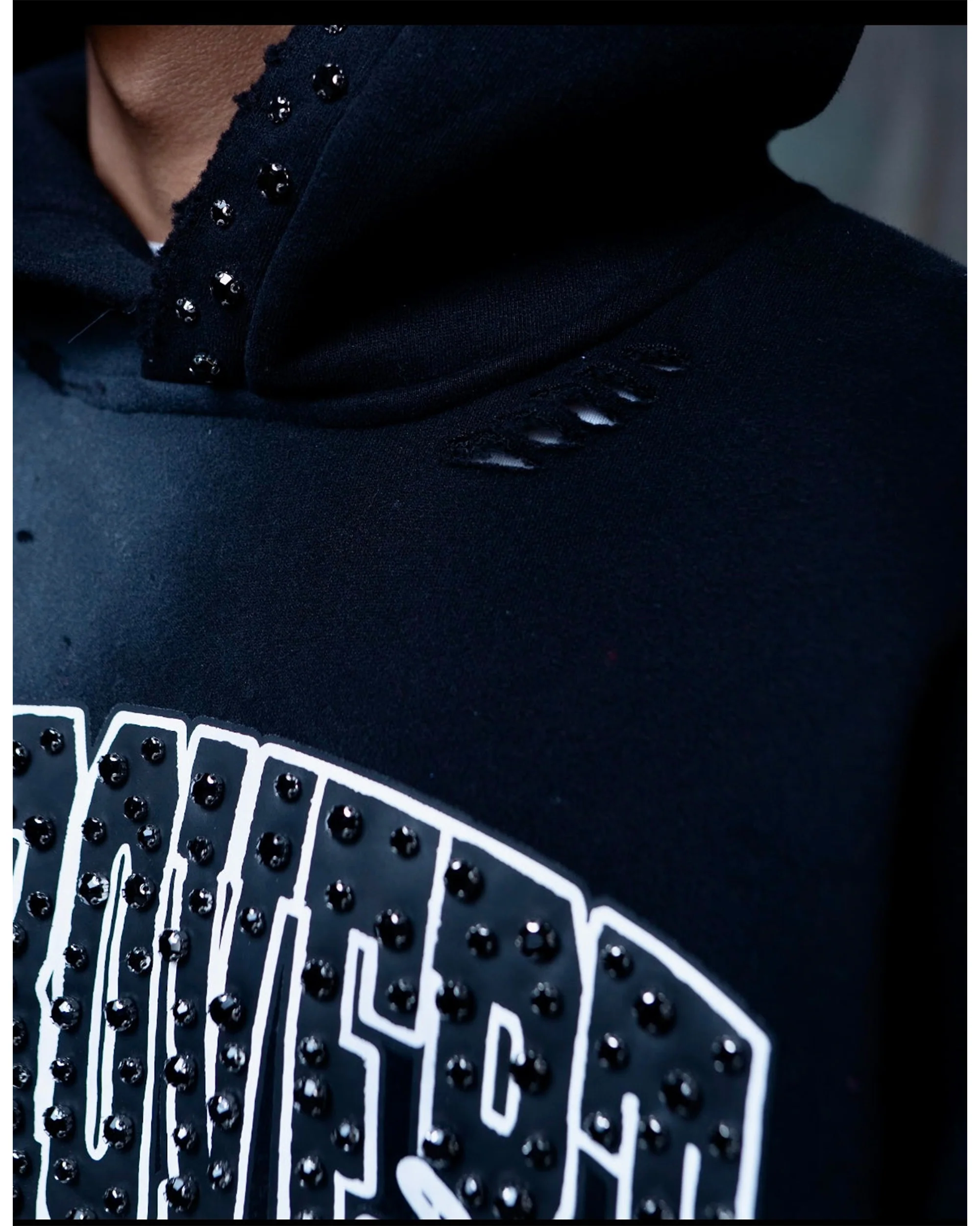 RHINESTONE STAR EAGLE HOODIE BLACK - Image 6