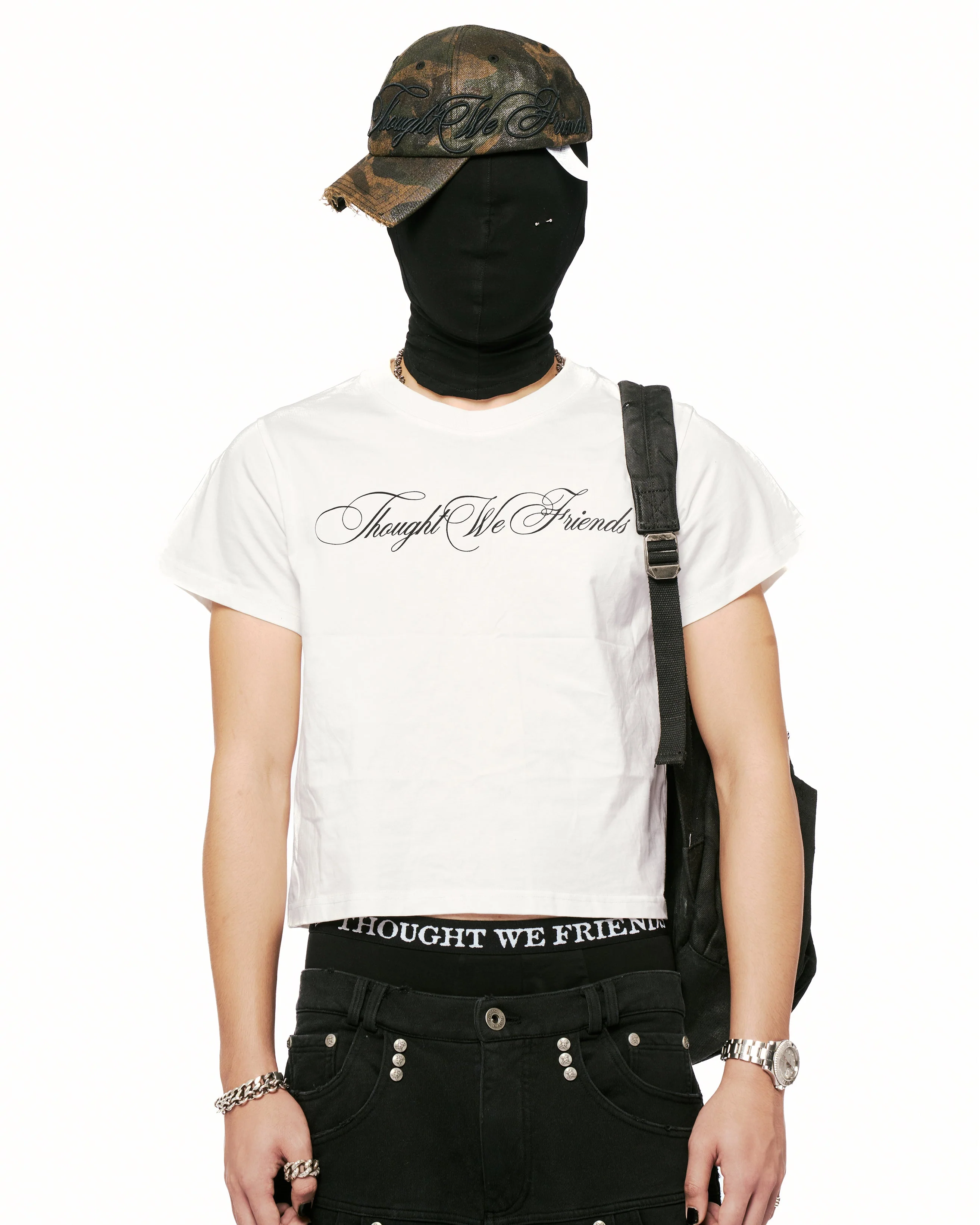 Sera Cursive Fitted T-shirt in White - Image 5