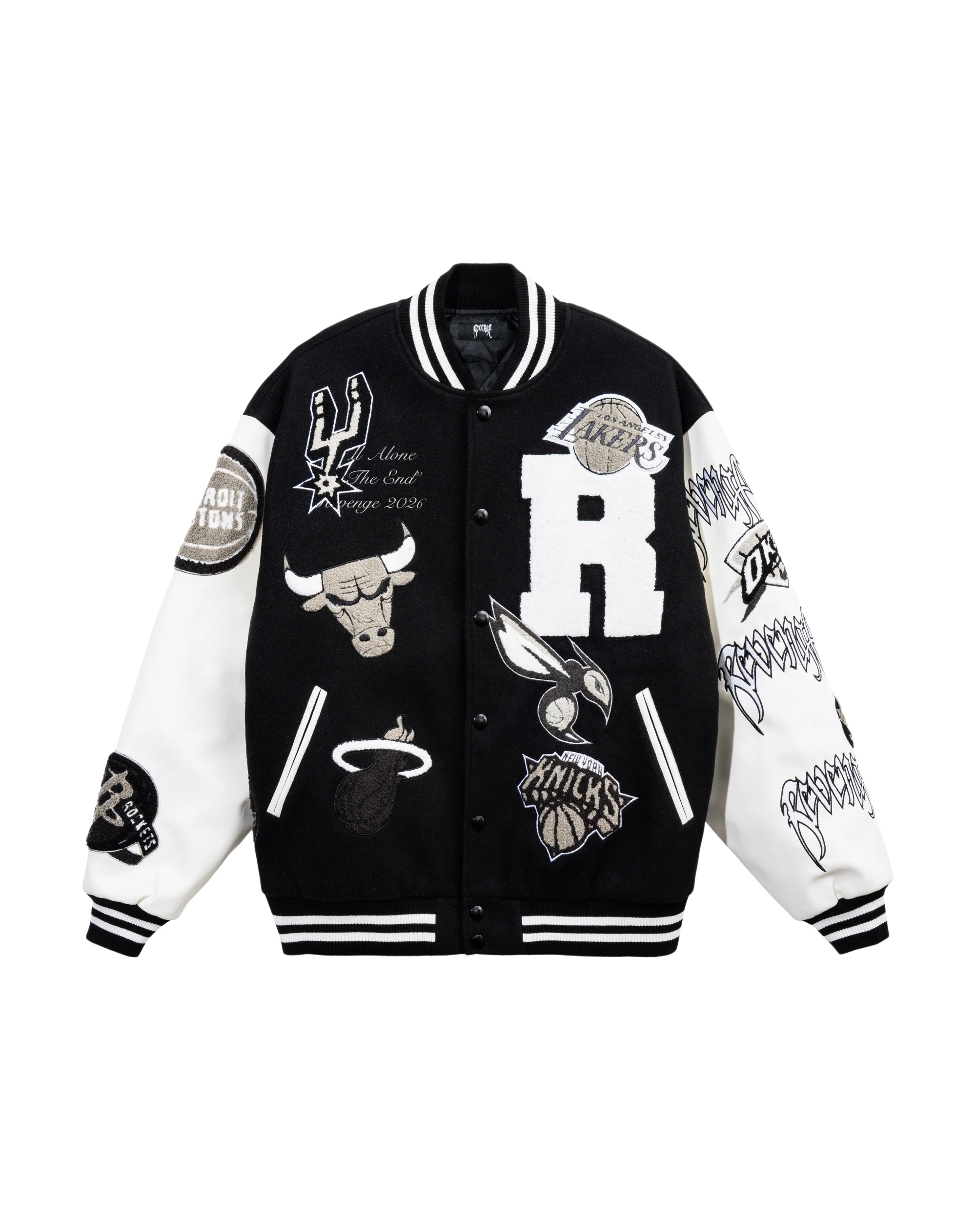 SKULL VARSITY JACKET BLACK