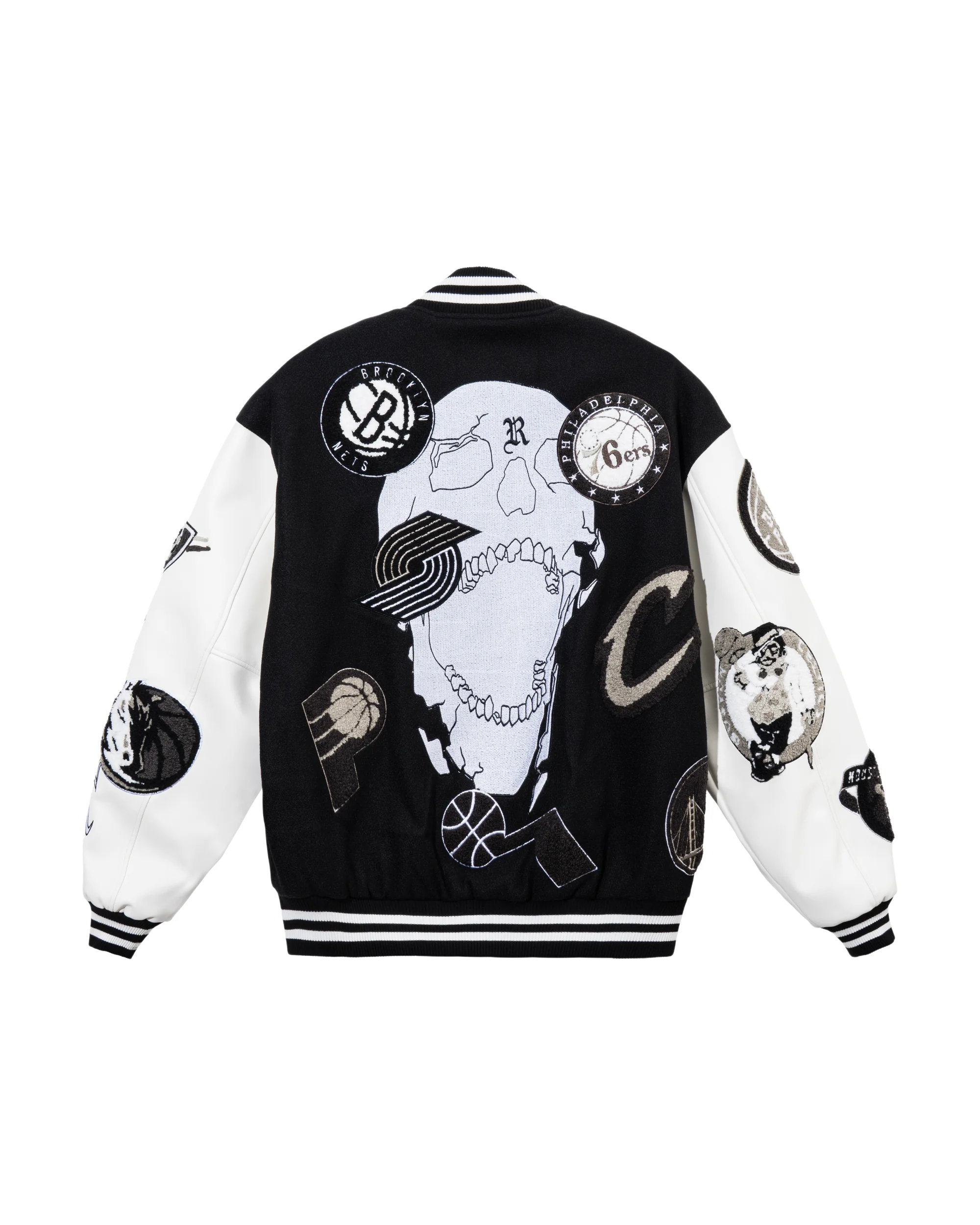 SKULL VARSITY JACKET BLACK - Image 2